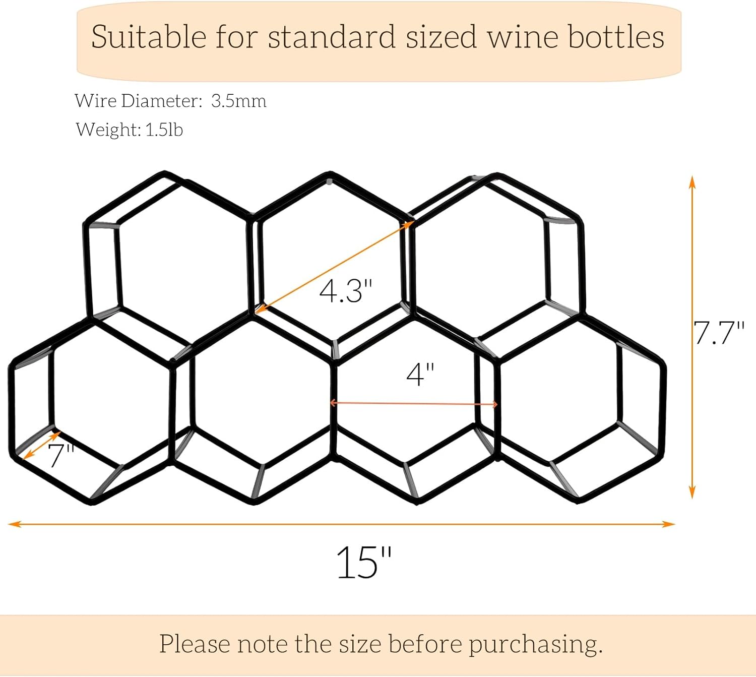 AVLA 9-Bottle Metal Countertop Wine Rack Black
