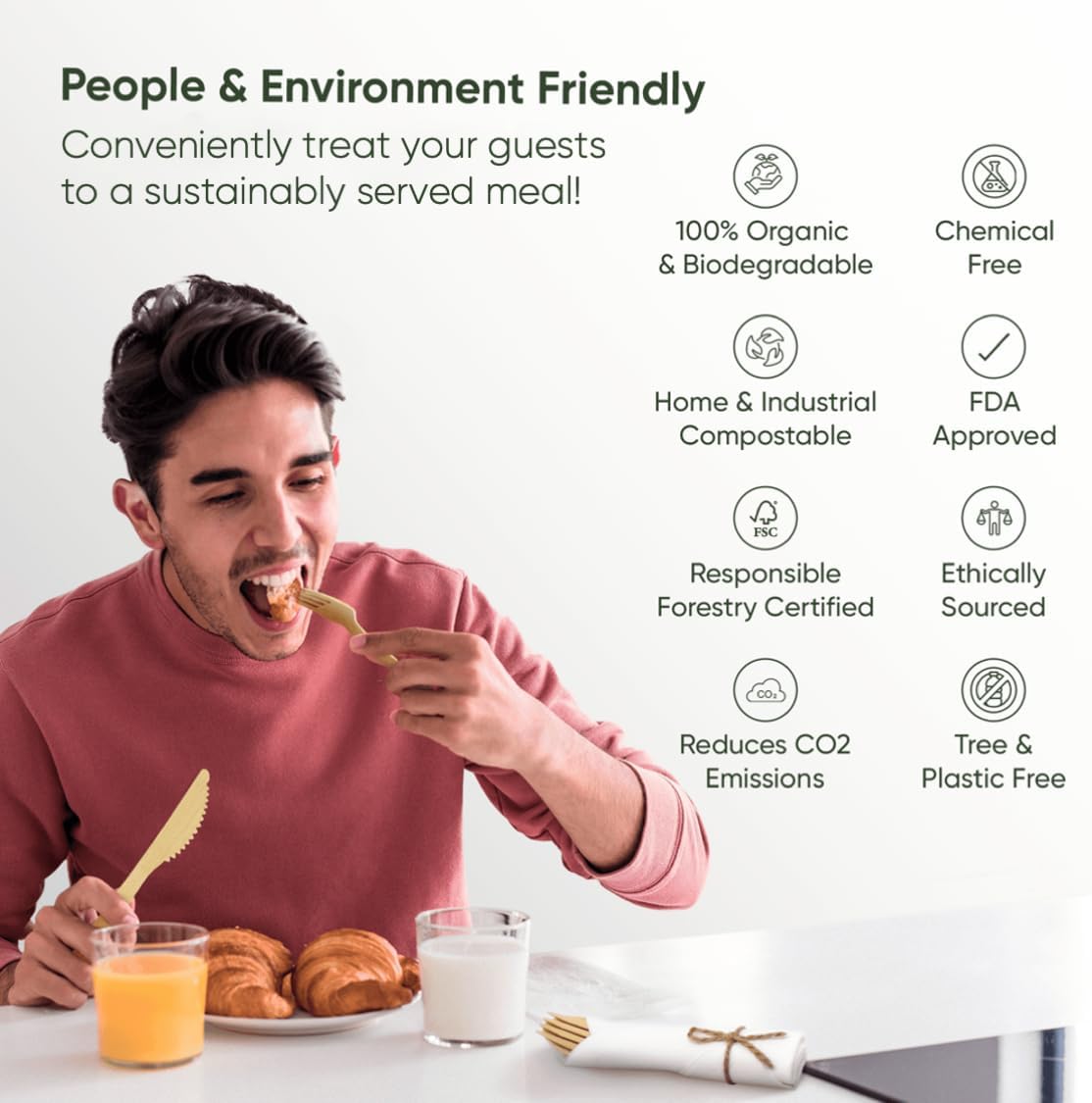 EcoPreps Premium Biodegradable Cutlery Set 30 Pack