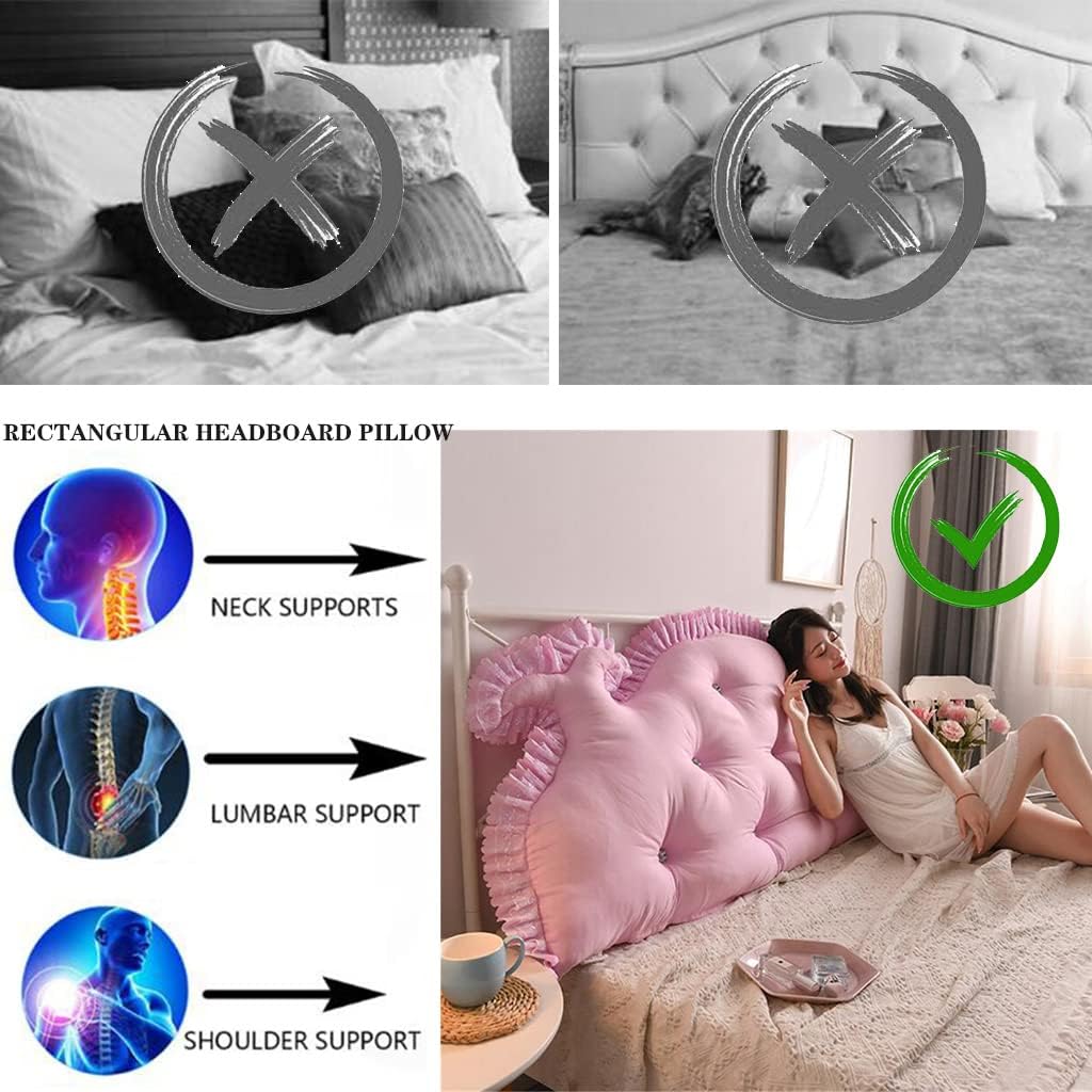 ZZYK Headboard Cushion with Removable Cover Velvet 354 Inches Pink