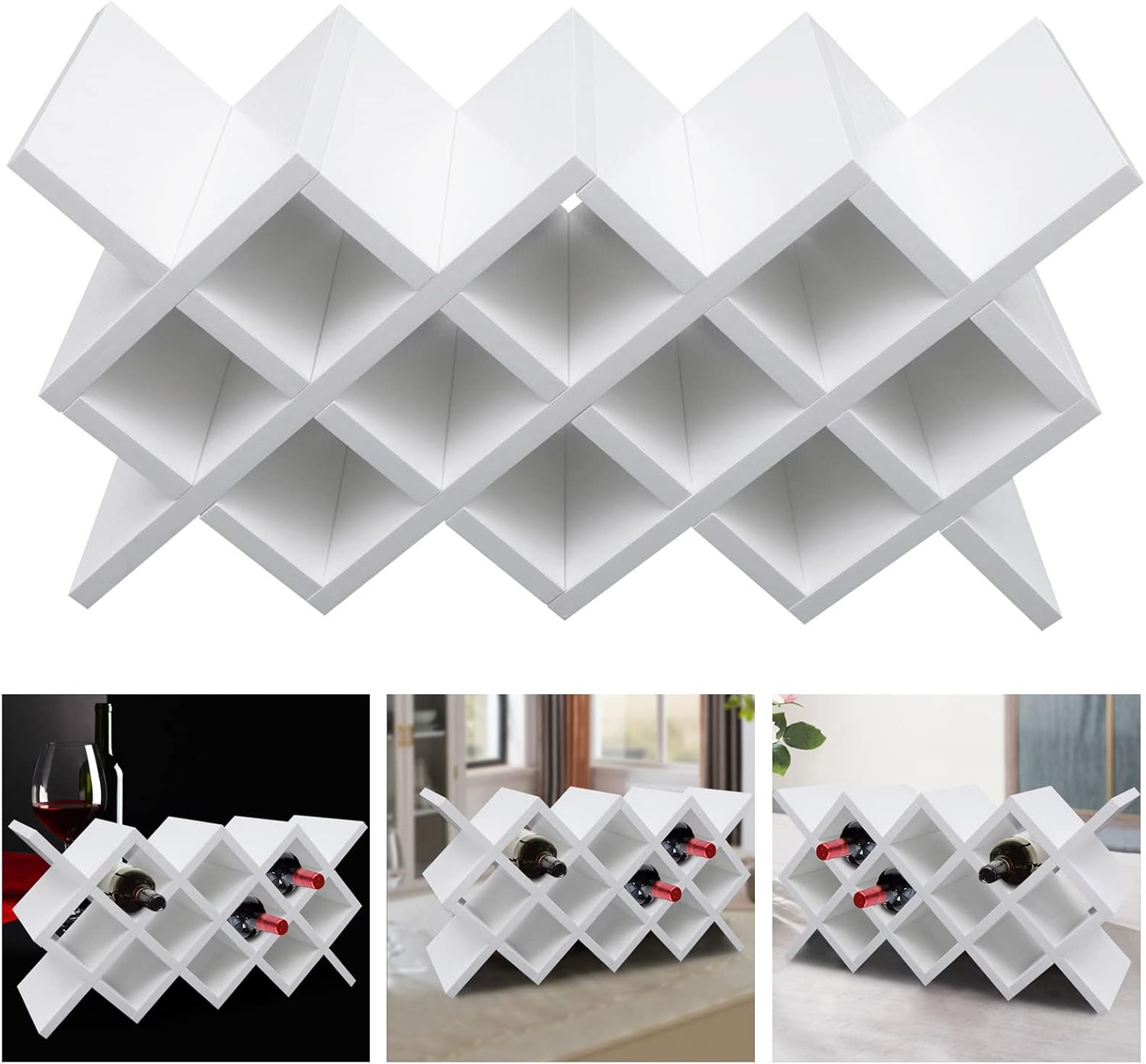 10 Grids Wall-Mounted Wine Rack with Lattice Design