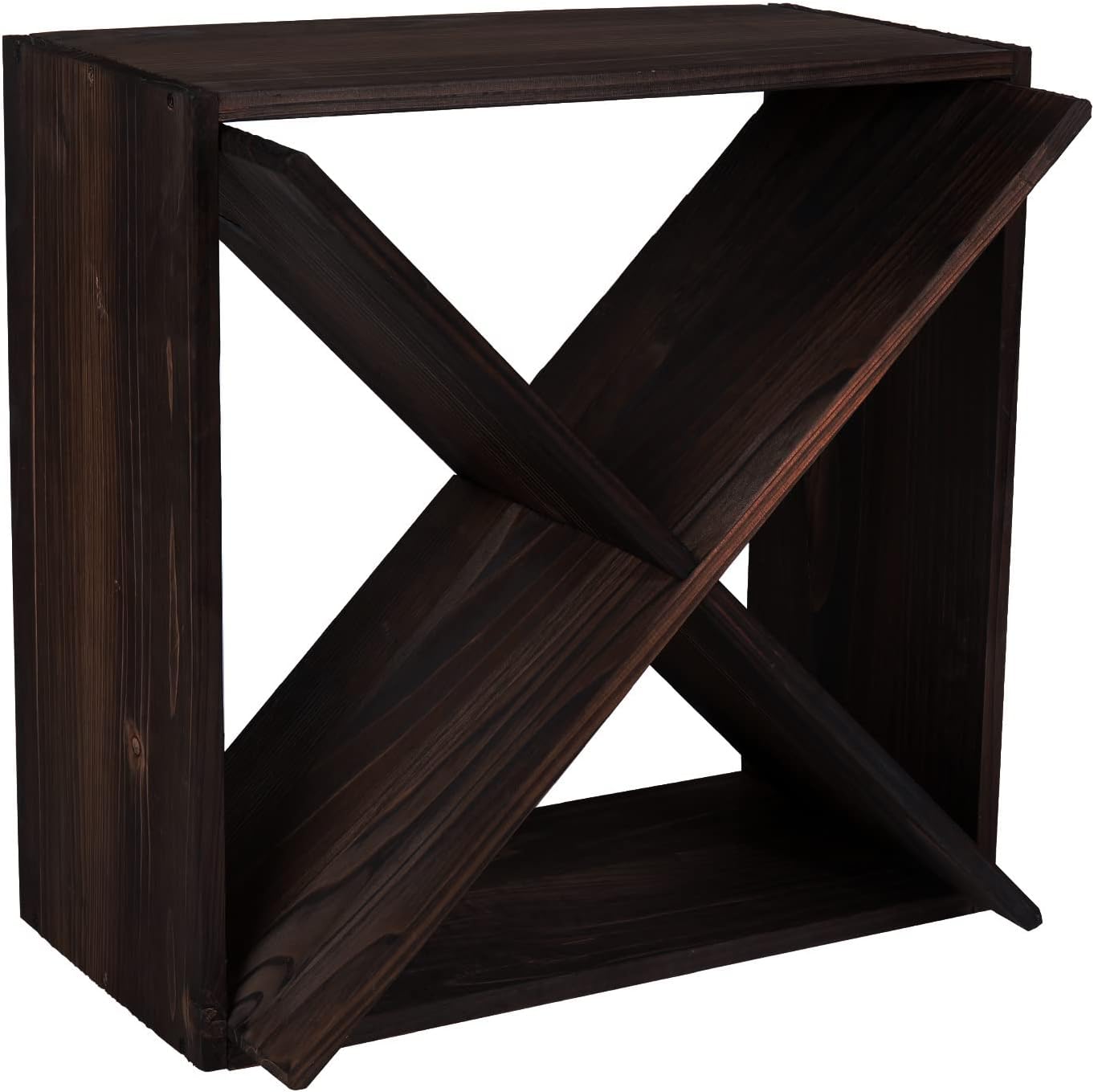 Dark Brown Rustic Wooden 24-Bottle Wine Rack