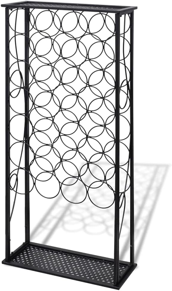 Aisifx 28-Bottle Wine Rack Black Wrought Iron