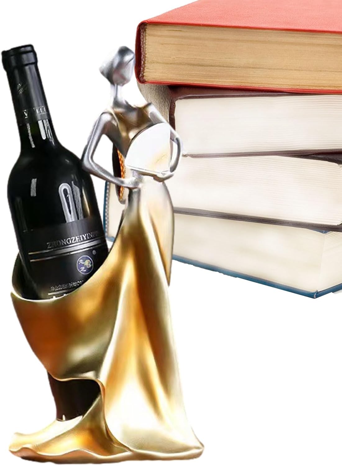 Resin Wine Bottle Holder with Dancing Girl Decor