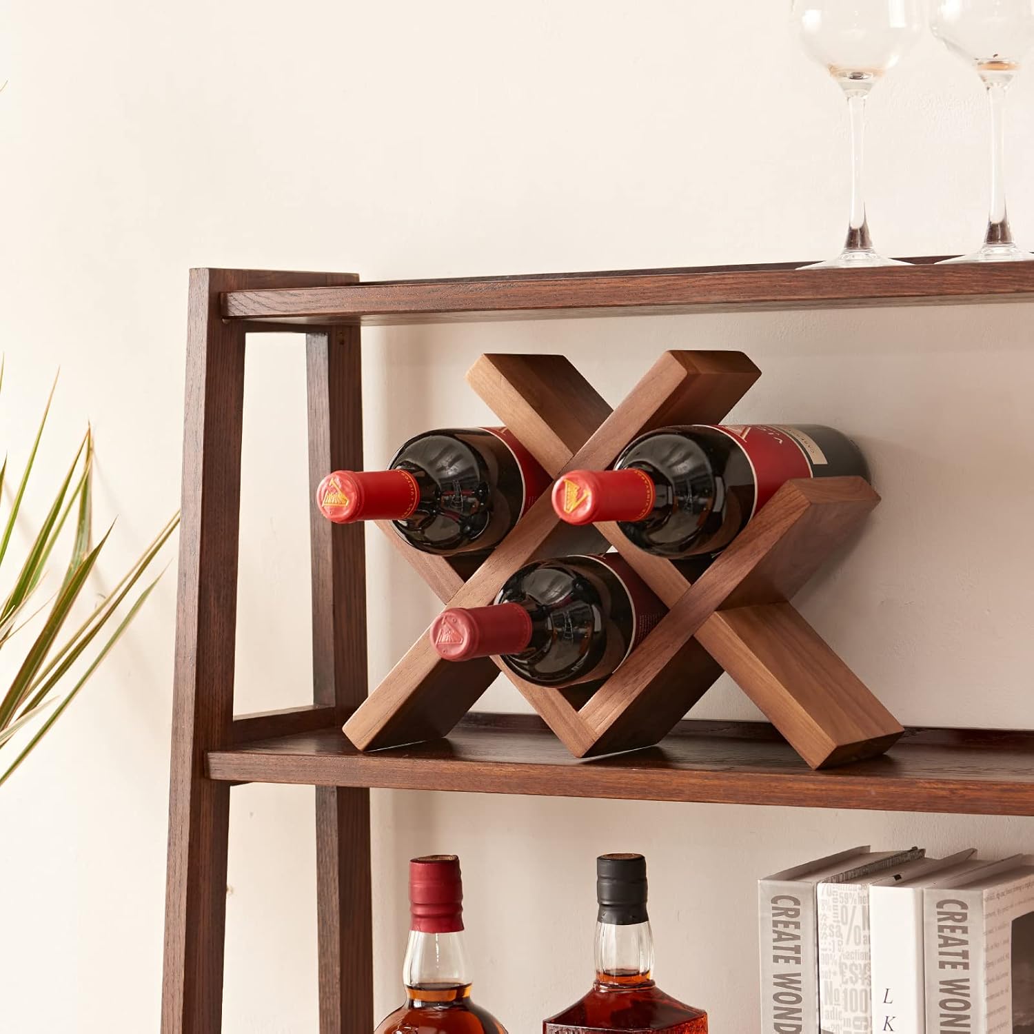 TRWISWDC Walnut Oak Wine Rack Free Standing