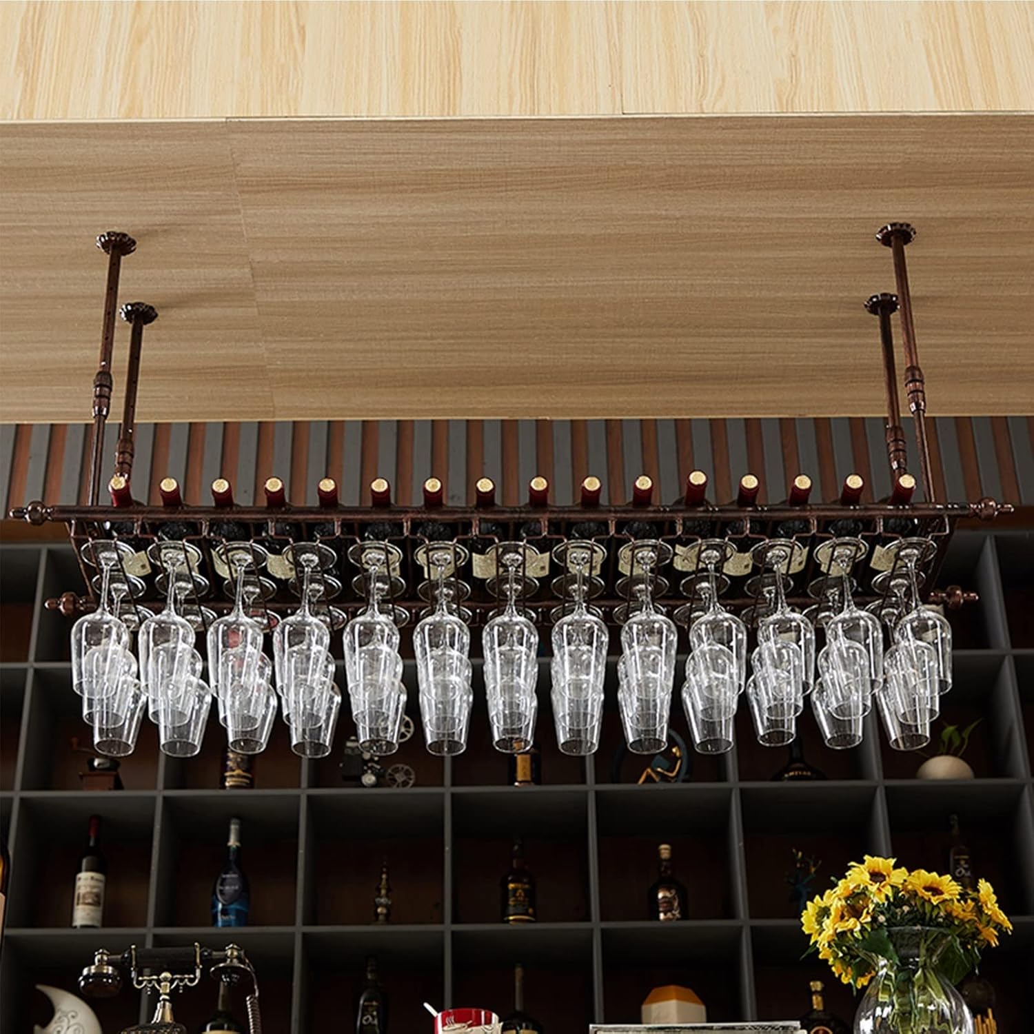 Hanging Wine Rack with Adjustable Height and Width