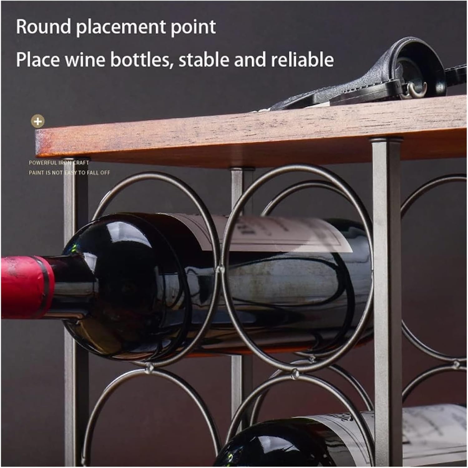 Freestanding Wine Rack Holds 6 Bottles Rustic Kitchen Counter Display