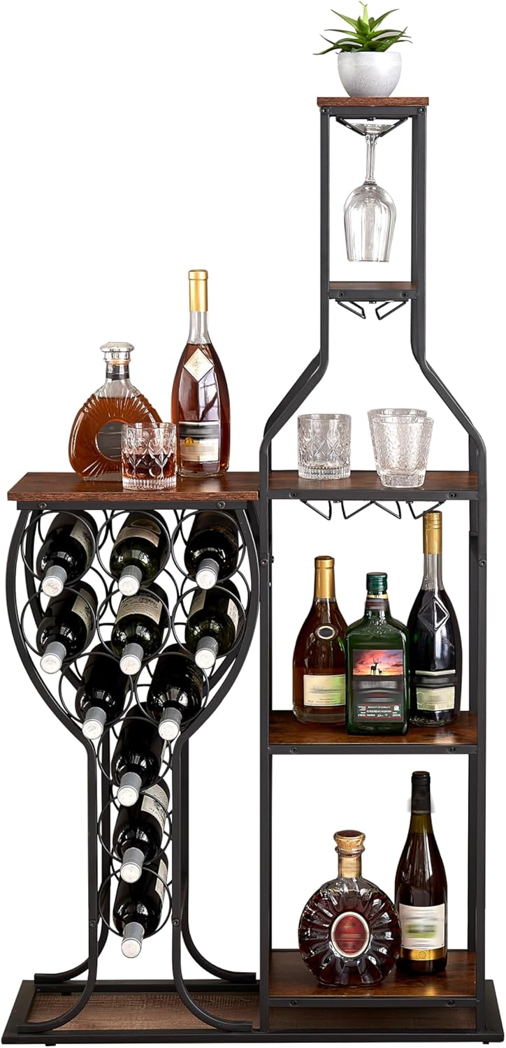 Dithoko 5-Tier Freestanding Wine Rack with Glass Holder