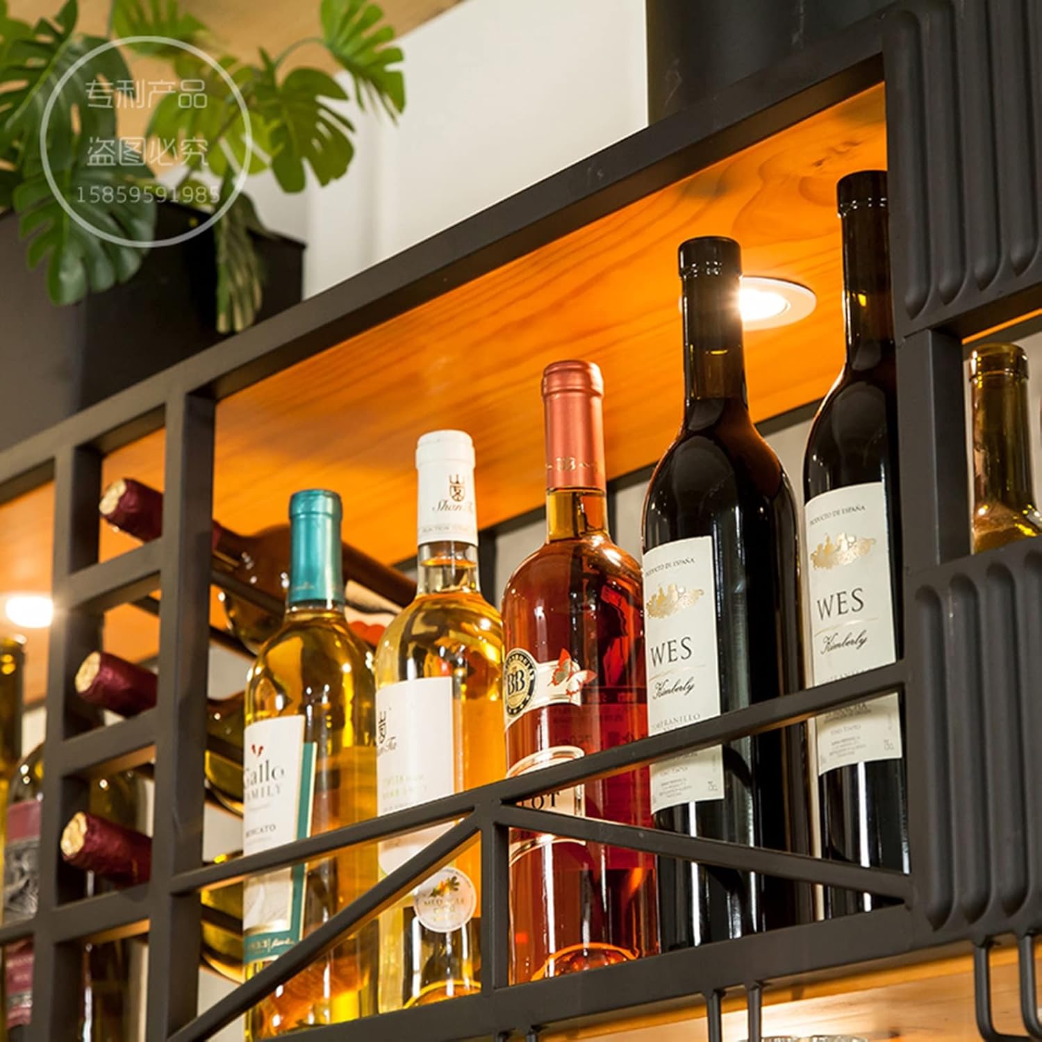 LYLFF Ceiling Wine Rack with Dual Layer Storage