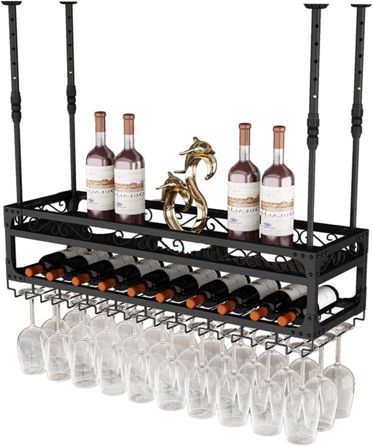 Adjustable 2-Layer Wall-Mounted Wine Rack Holder