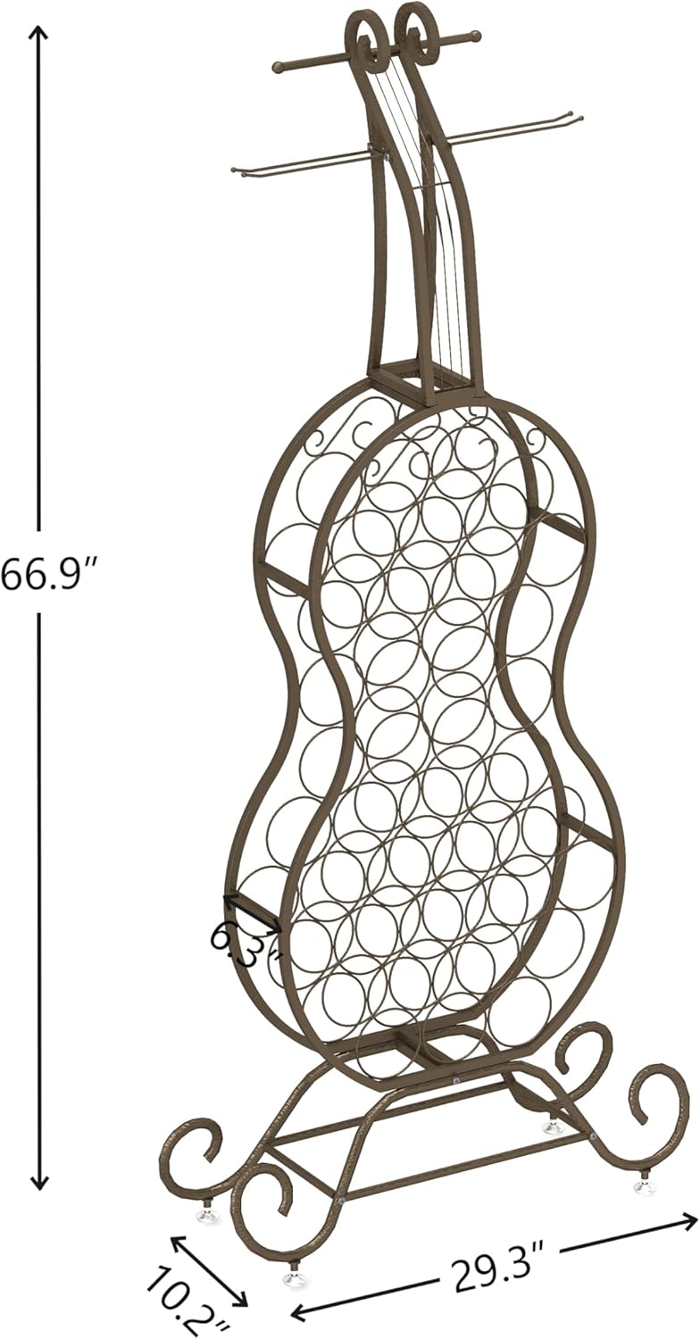 JOIN IRON Cello Shape Wine Rack with Stemware Holder