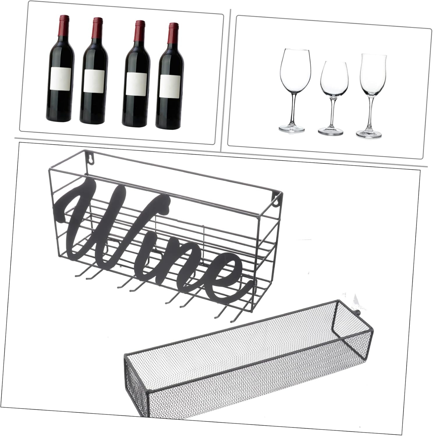 HOLIDYOYO Wall-Mounted Wine Rack 1pc Iron Bottle Holder