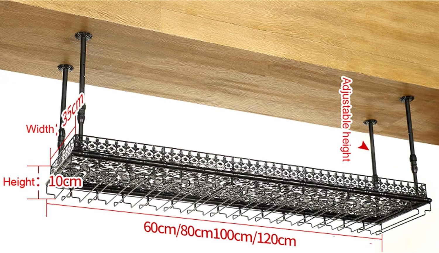 AZMANI Adjustable Metal Wine Rack Bronze 30-60cm