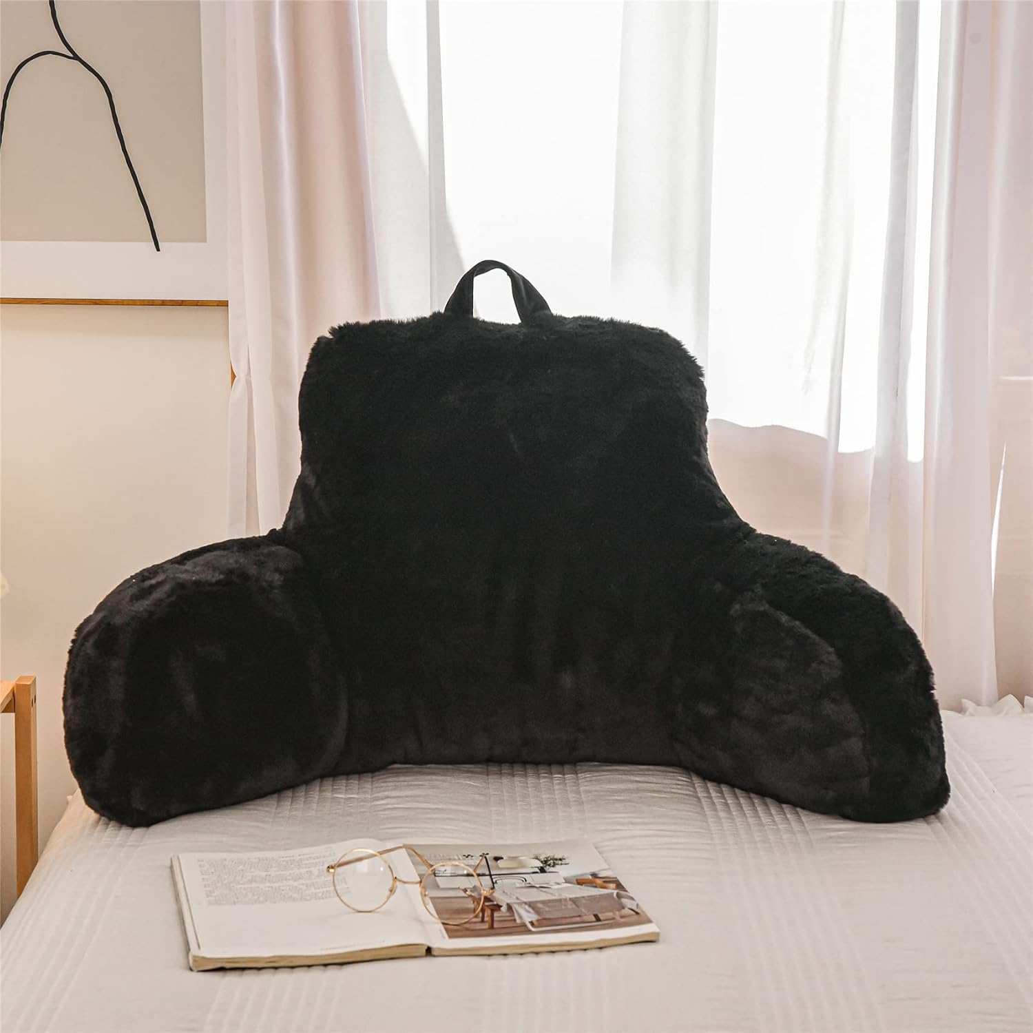 Meeting Story Reading Pillow with Rabbit Fur and Arms
