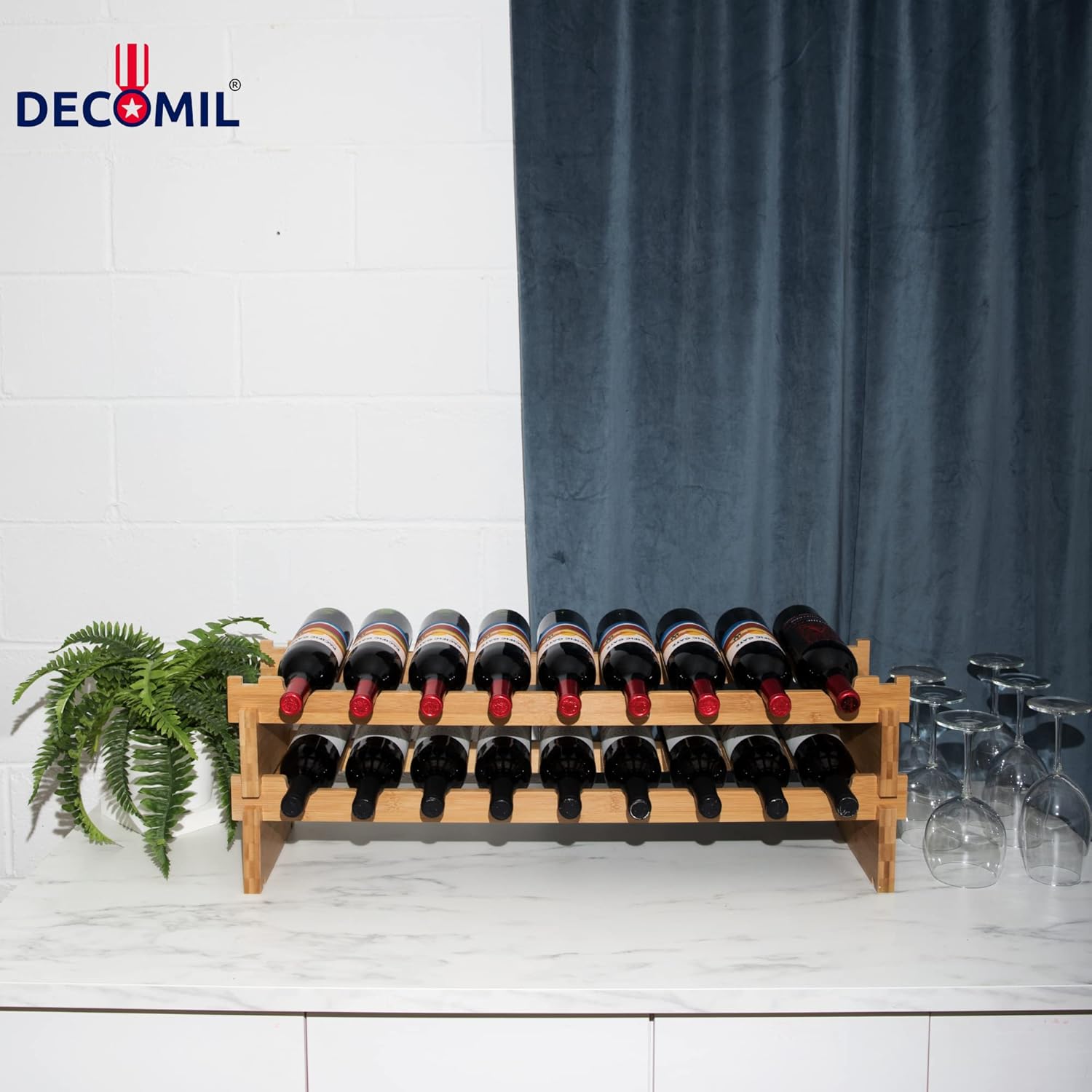 DECOMIL 18 Bottle Wine Rack - Modular Stackable