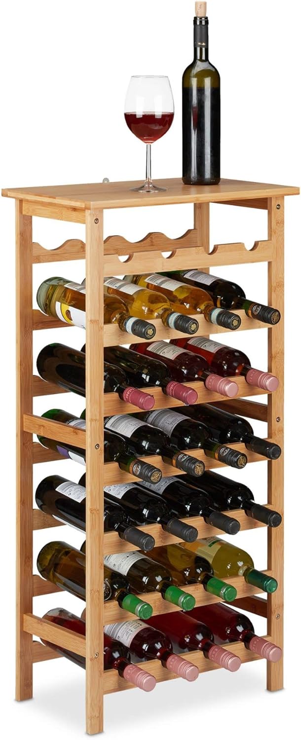 Relaxdays Natural Wine Rack 94 x 47 x 29 cm