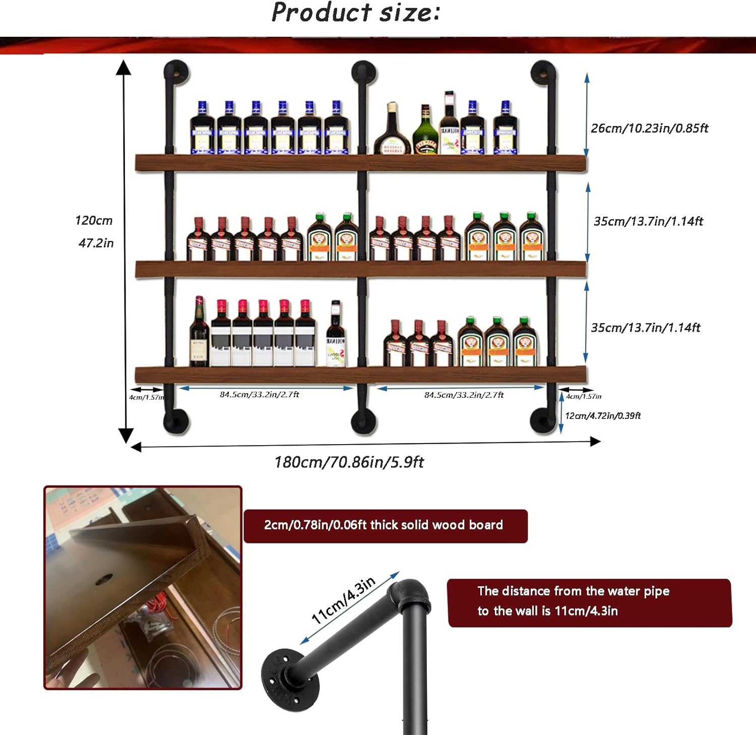 708in Large Solid Wood Wine Rack with LED Light