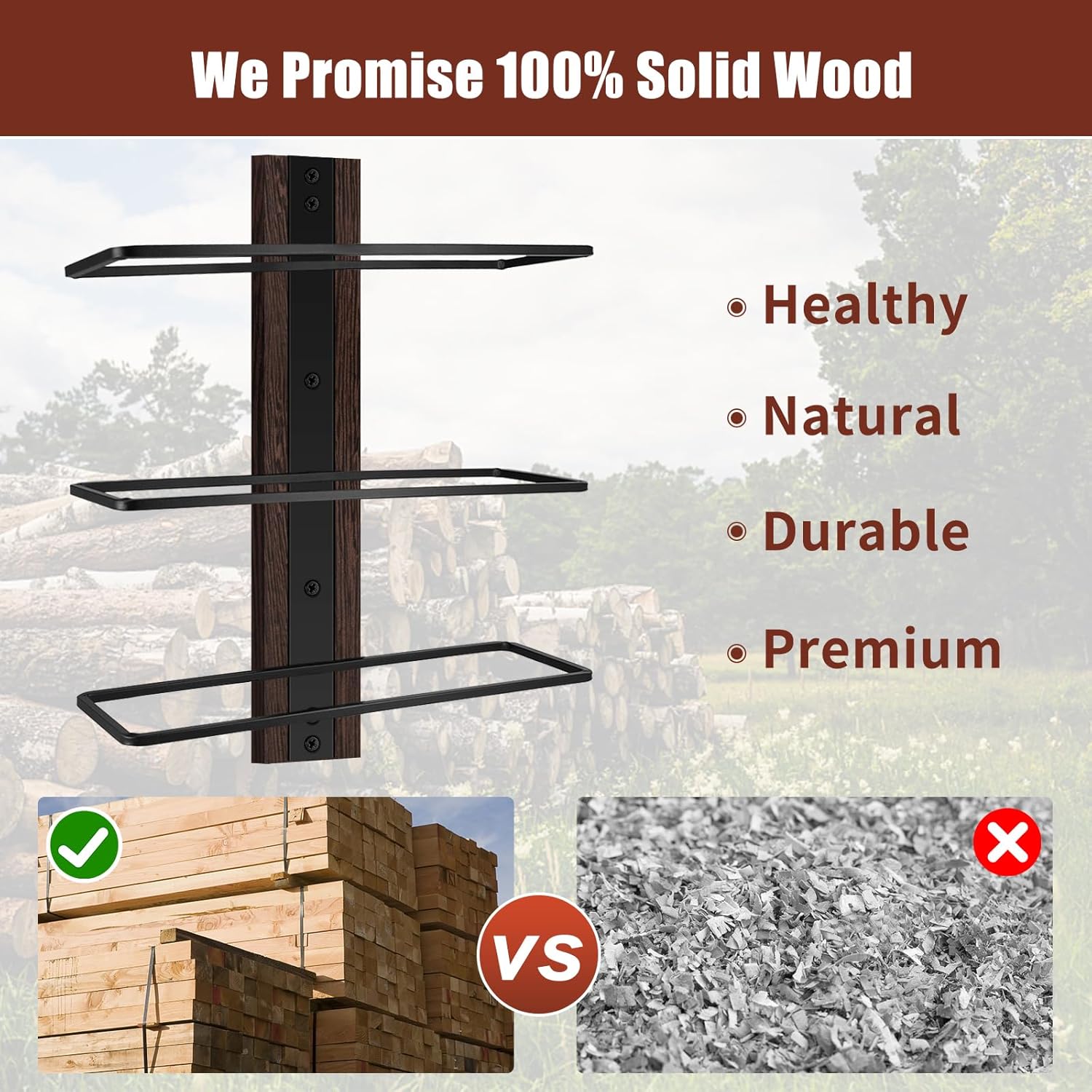 AGJIDSO Solid Wood Wall Wine Rack - 12 Bottle Capacity