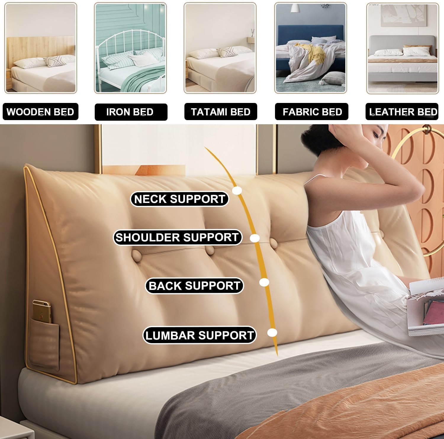 COZMAX Queen Headboard Pillow with Back Support