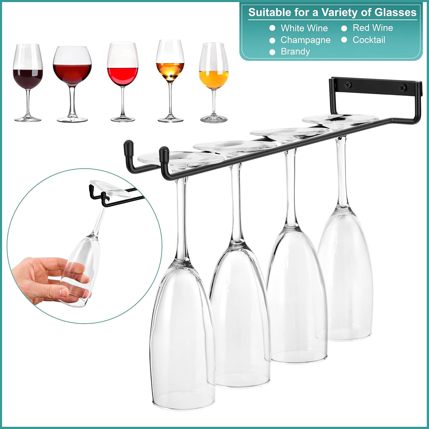 Sorbus Wall Wine Rack Glass Holder Set - 2 Pack