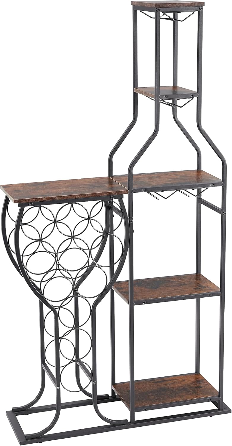 Dithoko 5-Tier Freestanding Wine Rack with Glass Holder