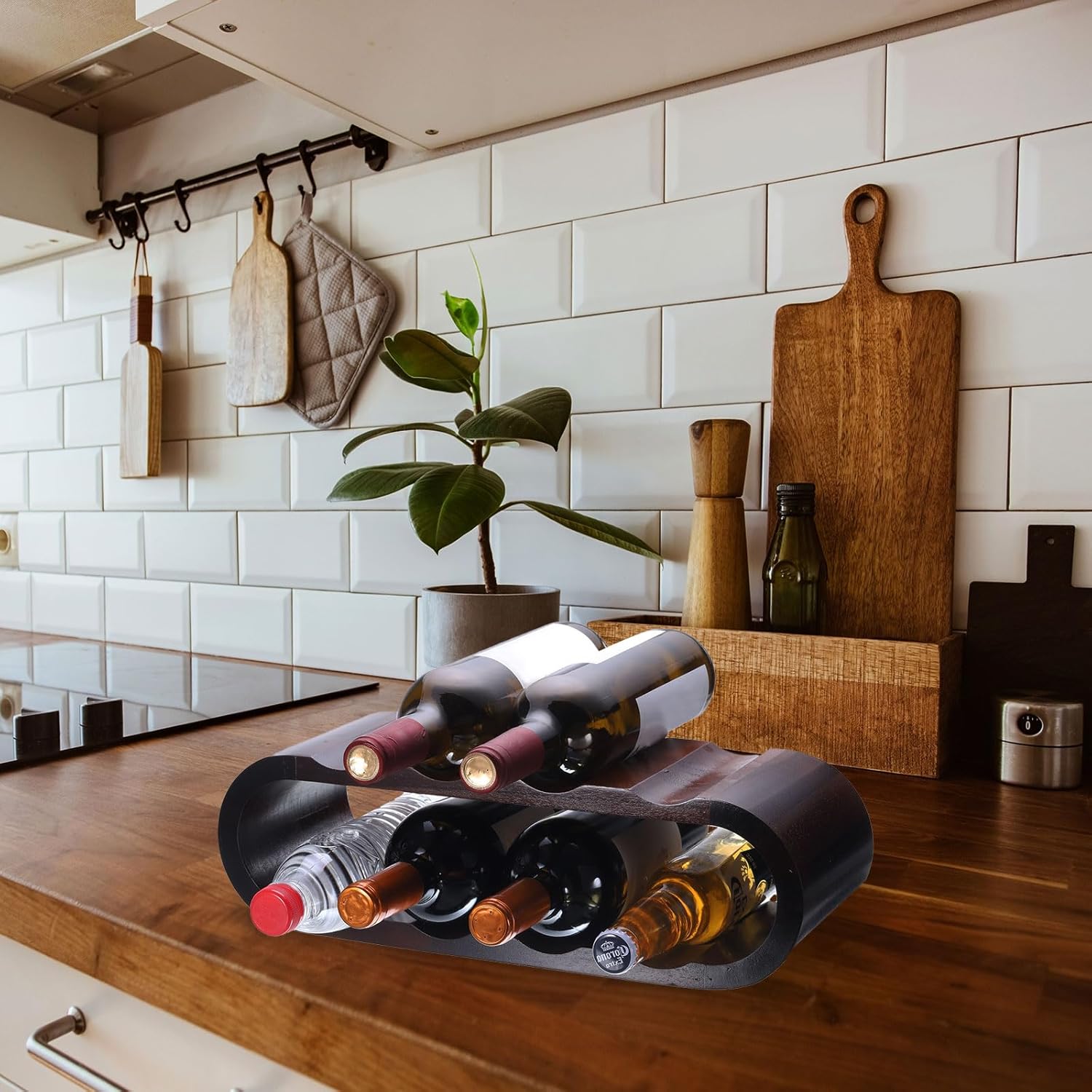 Uxcell Wooden Wine Rack 8 Bottle Holder Stand