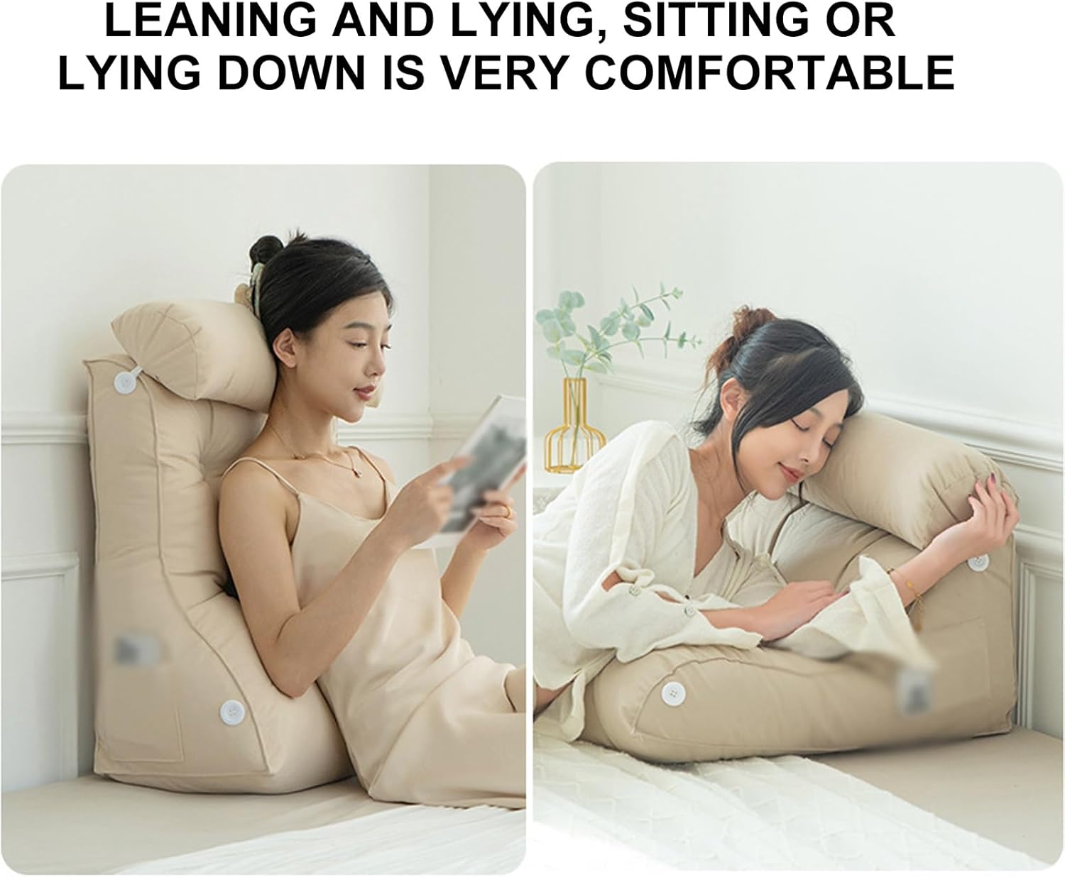 Back Support Pillow for Bed Reading with Adjustable Lumbar Pad