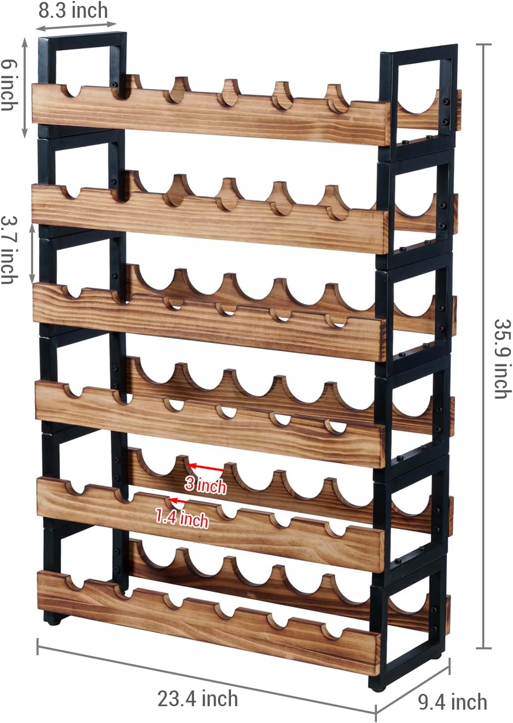 MyGift 6-Tier Freestanding Wine Rack for 36 Bottles