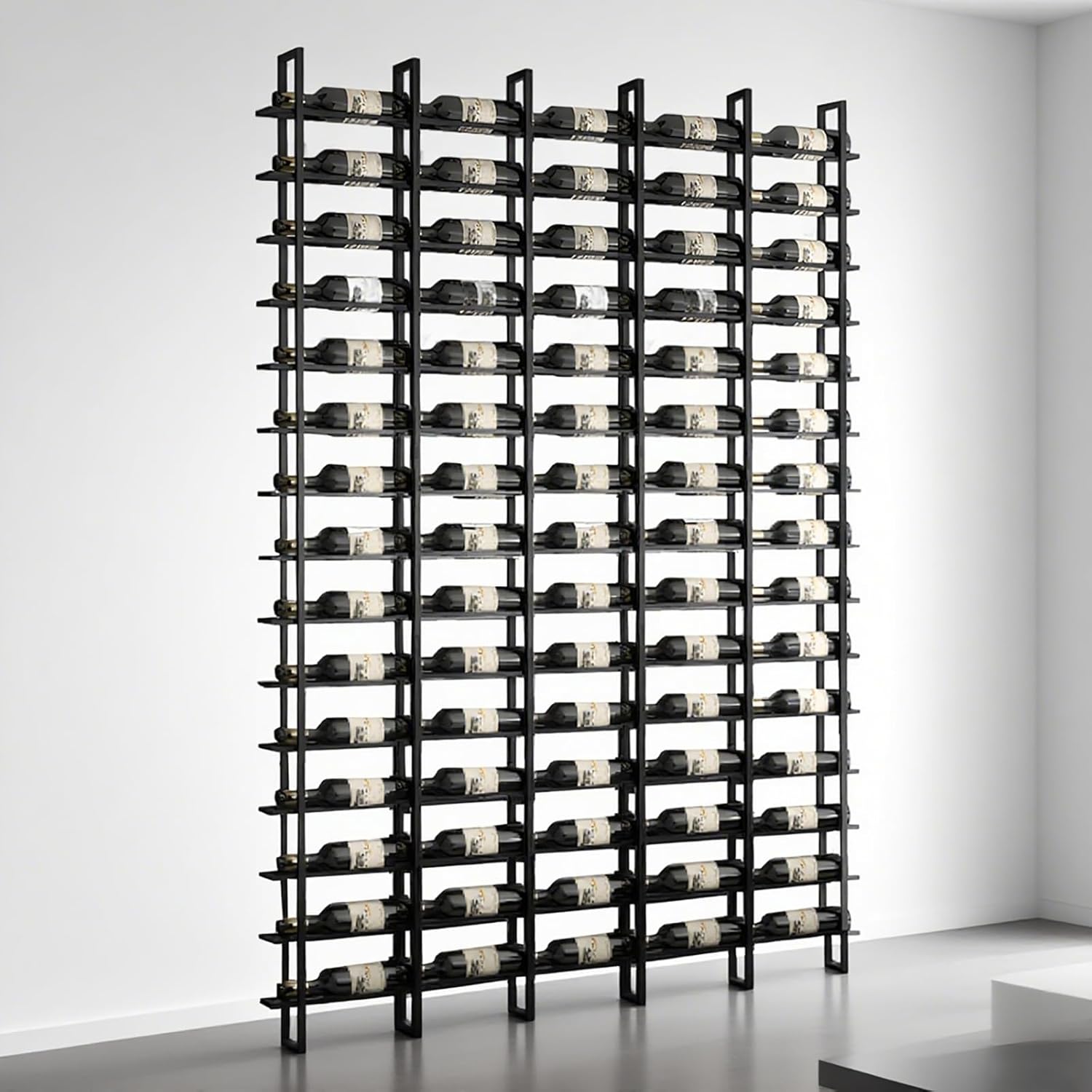 80 Bottle Wall Mounted Wine Rack - Industrial Style Black