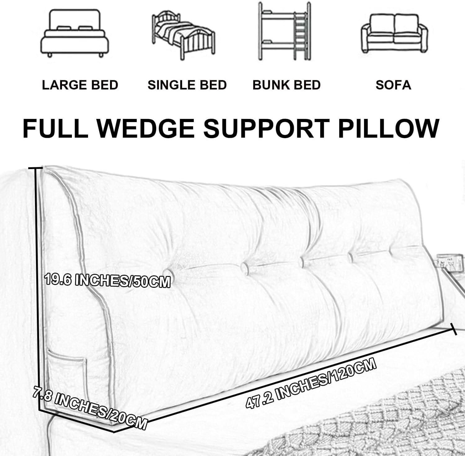 Pink Triangular Headboard Pillow with Removable Cover