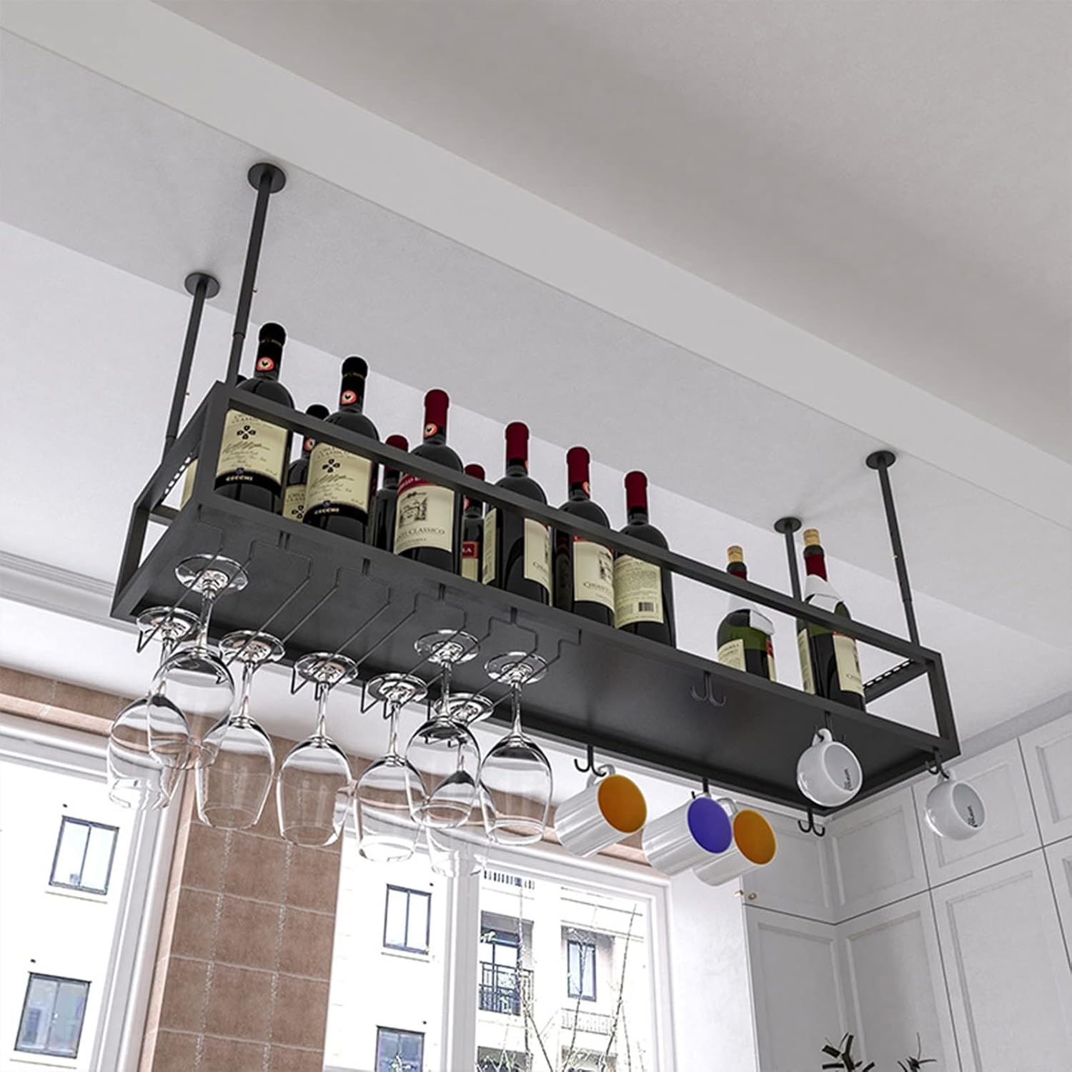 Adjustable Wine Glass Holder for Kitchen Bar Iron