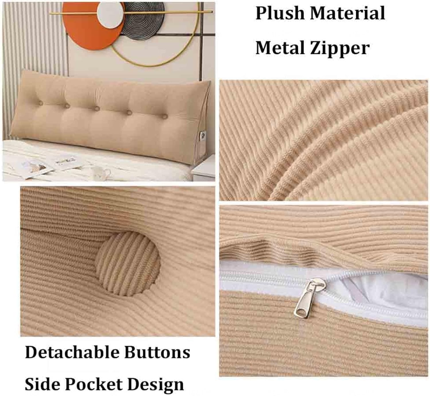 Triangular Headboard Pillow - Washable Wedge Cushion for Bay Window and Tatami Sofa