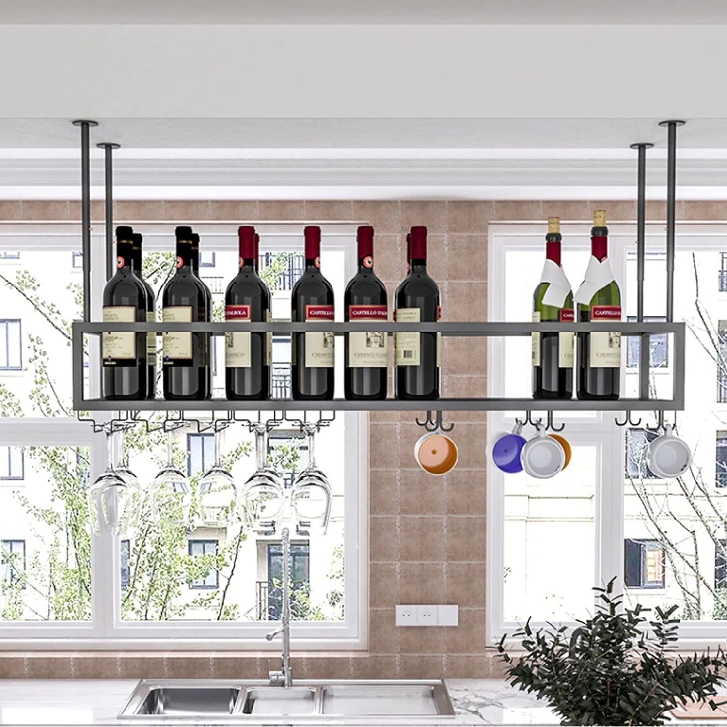 ZJDYDY Wall-Mounted Wine Rack with Adjustable Height and 1-Layer Shelf