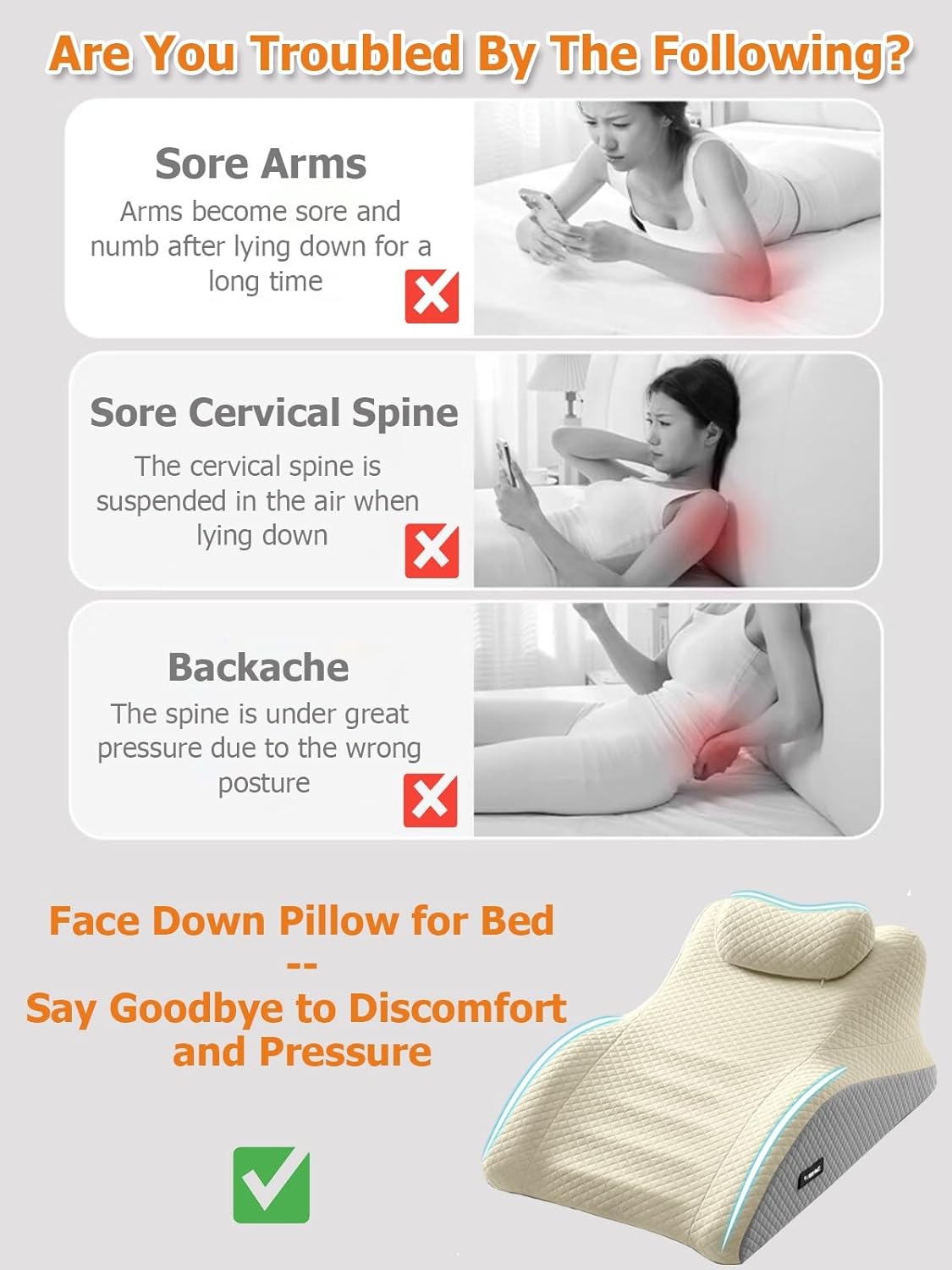 JYHHCYS Prone Pillow for Sleeping and Reading