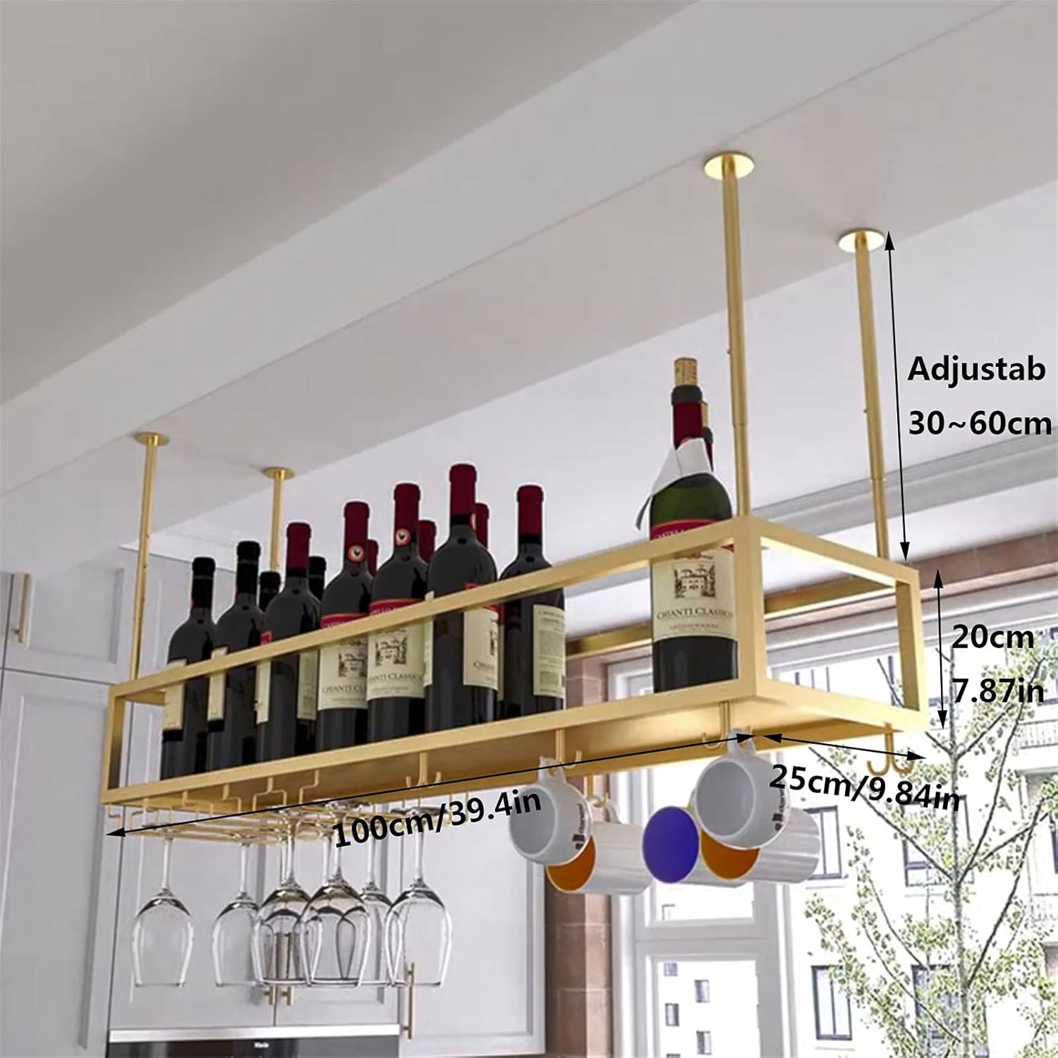 ZJDYDY Wall-Mounted Wine Rack with Adjustable Height and 1-Layer Storage