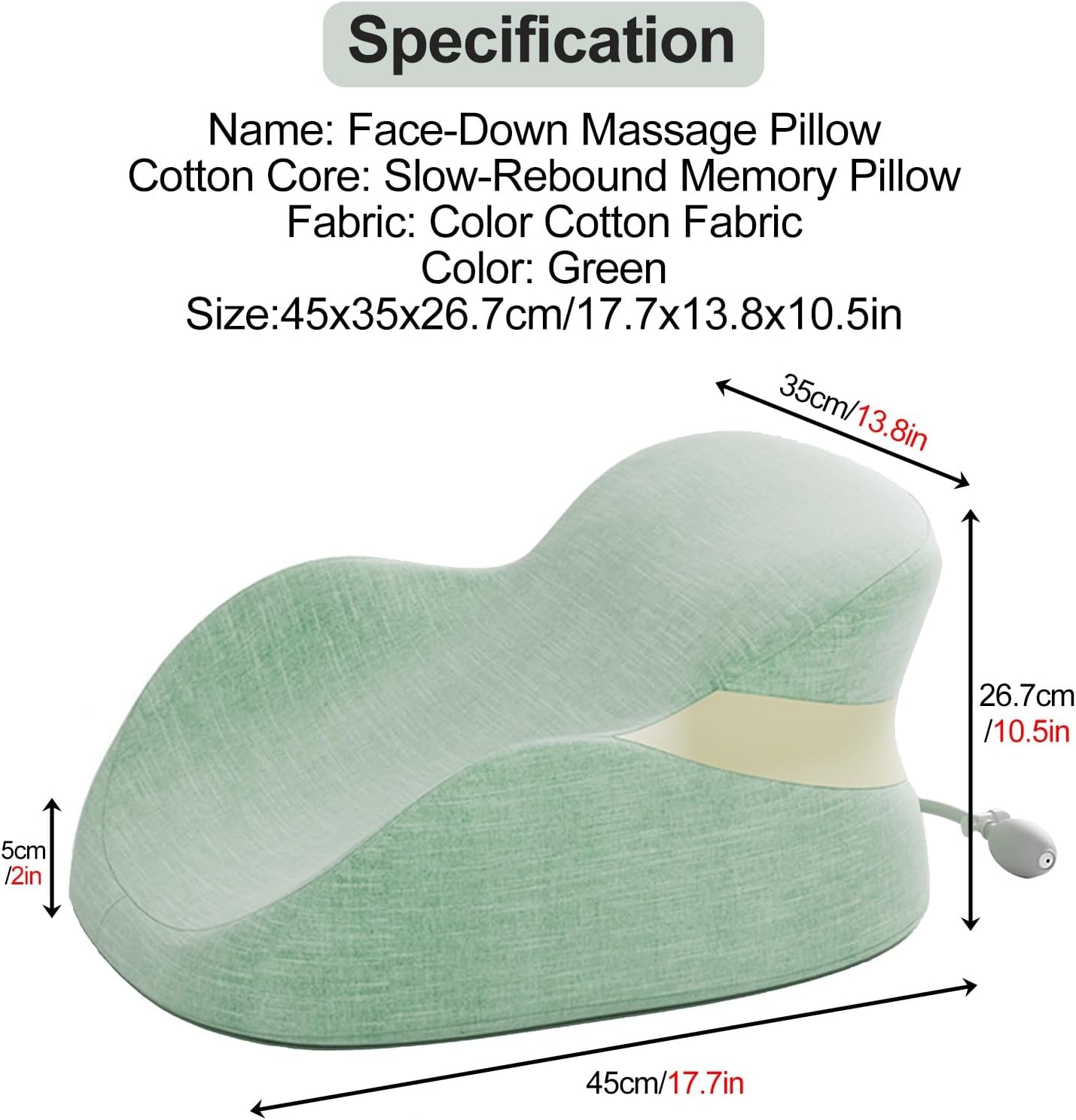 WAHHWF Face Down Pillow with Memory Foam and Removable Cover