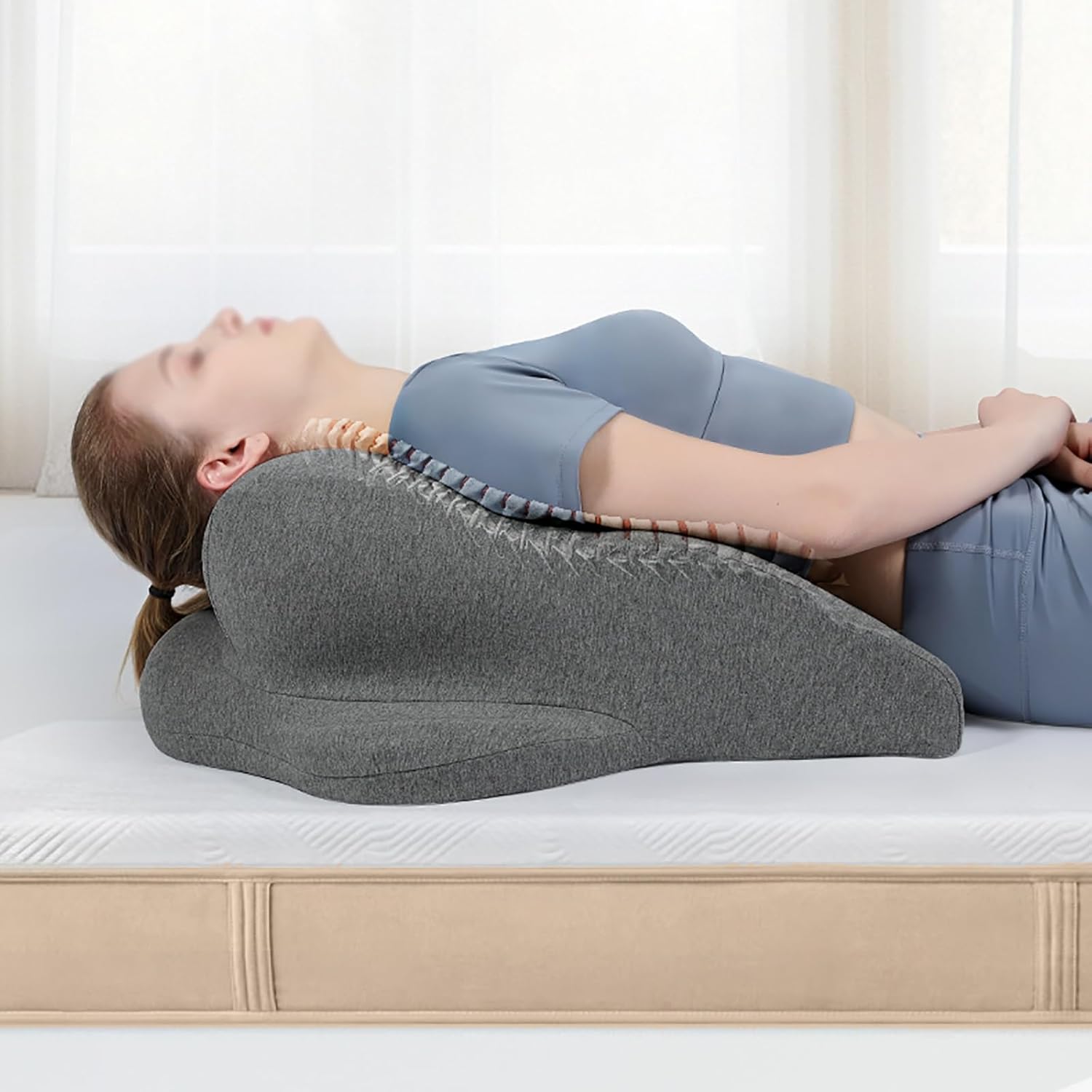 JYHHCYS Extra Large Grey Reading Pillow for Bed