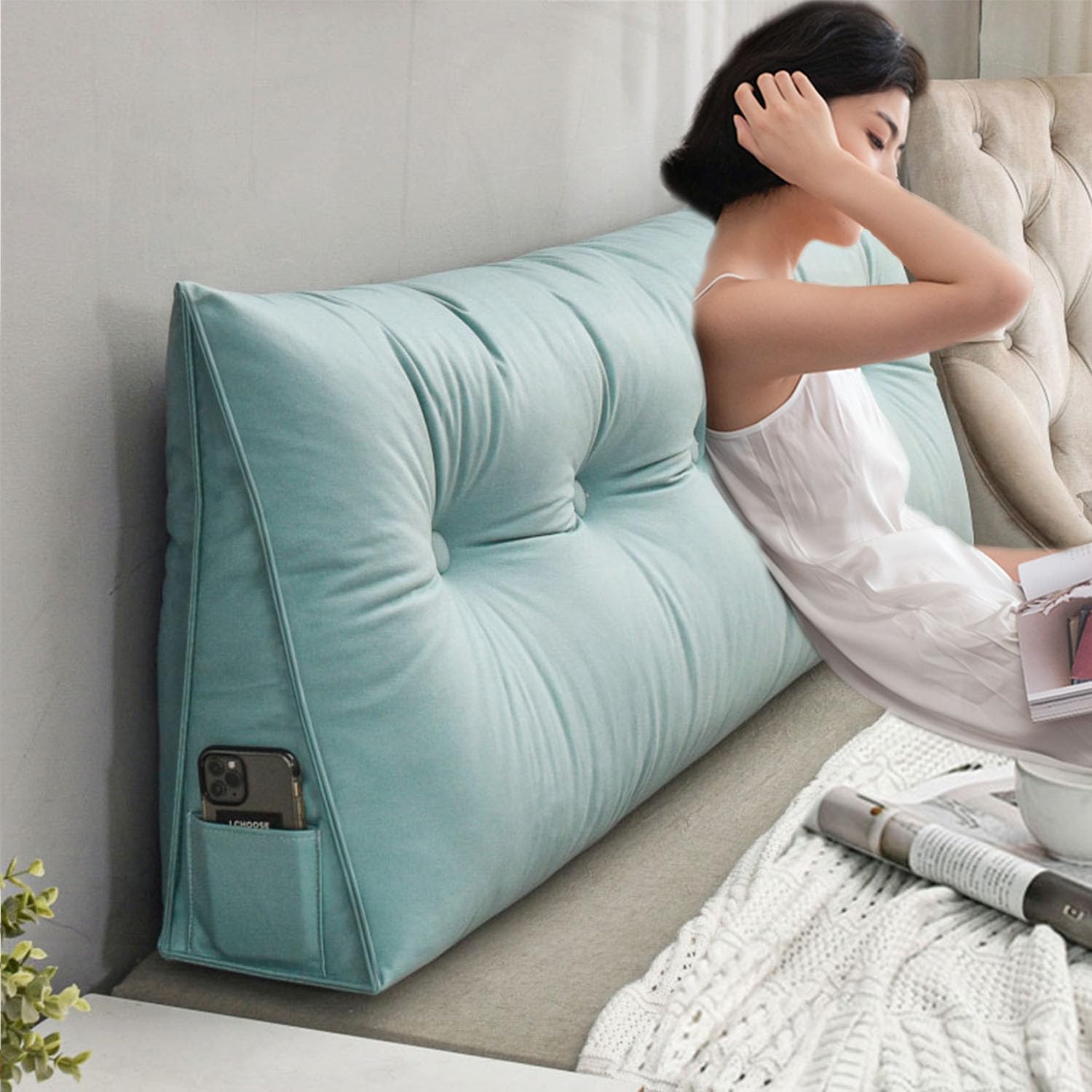COZMAX Wedge Pillow Headboard Bed Rest Support with Removable Cover