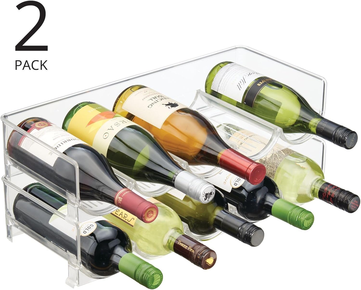 mDesign Clear Stackable Wine Bottle Rack 2 Pack