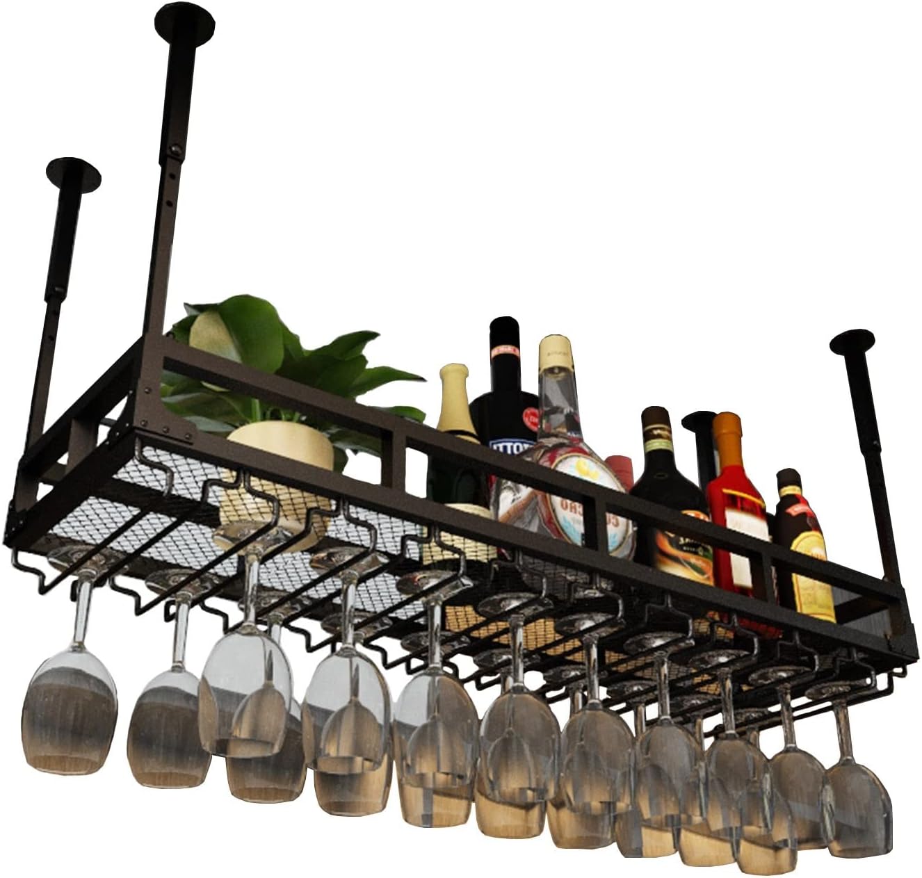 ZJDYDY Hanging Wine Rack - Adjustable Metal Holder for Bars and Kitchens