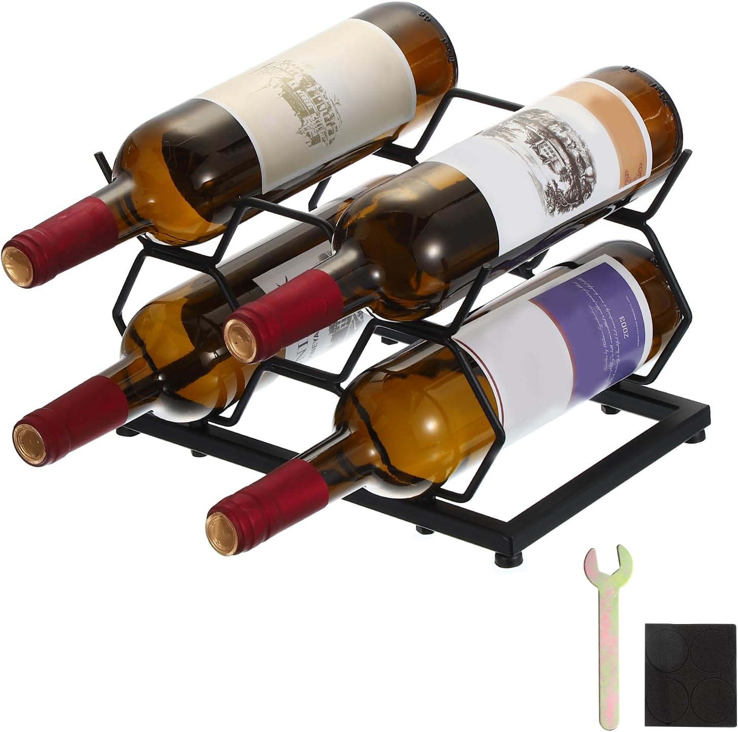 Uxcell 5 Bottle Tabletop Wine Rack Black