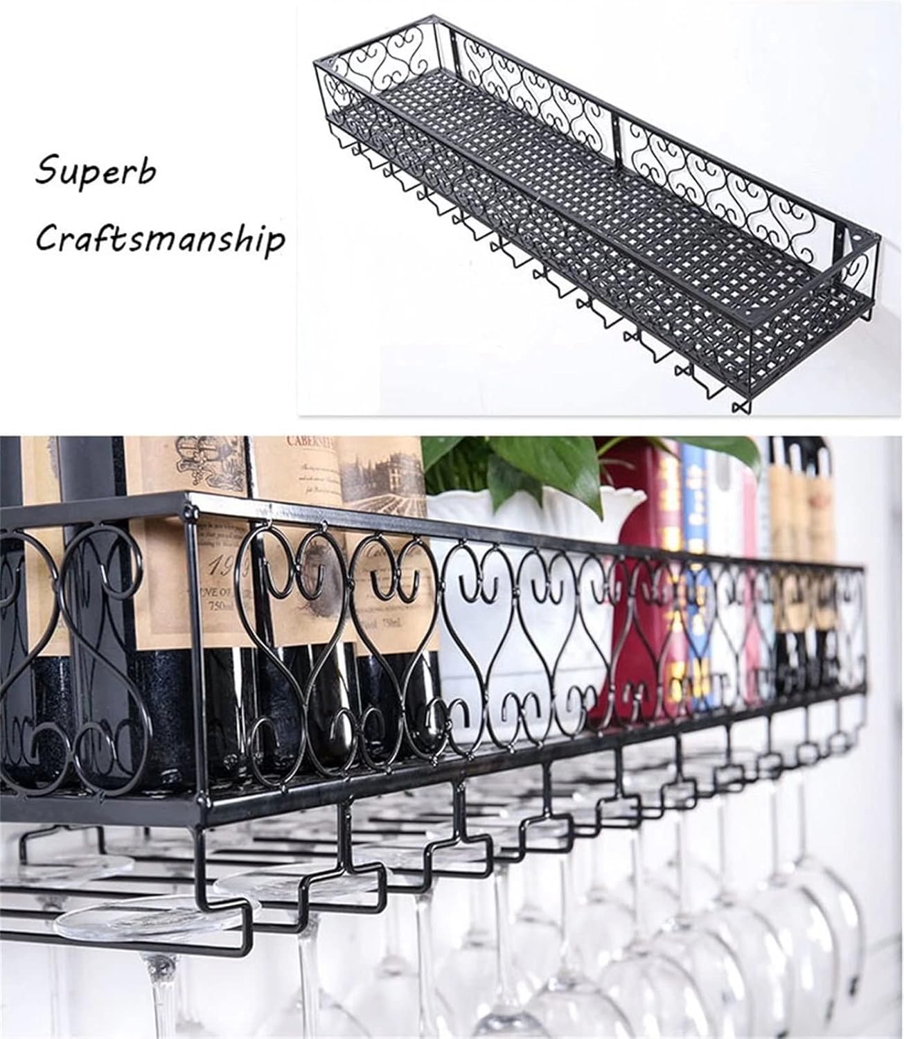 LUNEZY Wine Racks Wall Holder Metal Black
