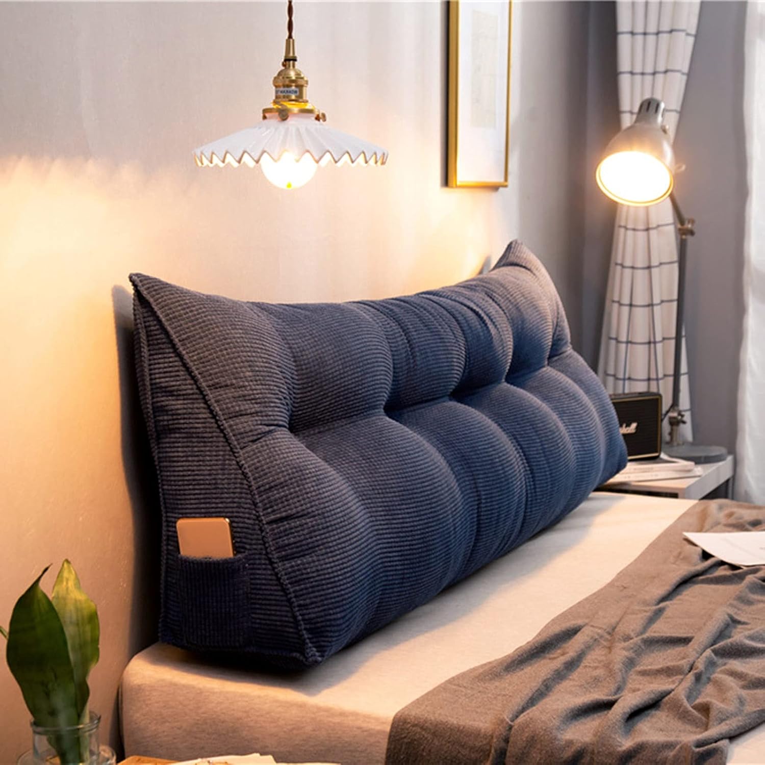 Pillow Blue Triangle Support Cushion for Reading and Backrest