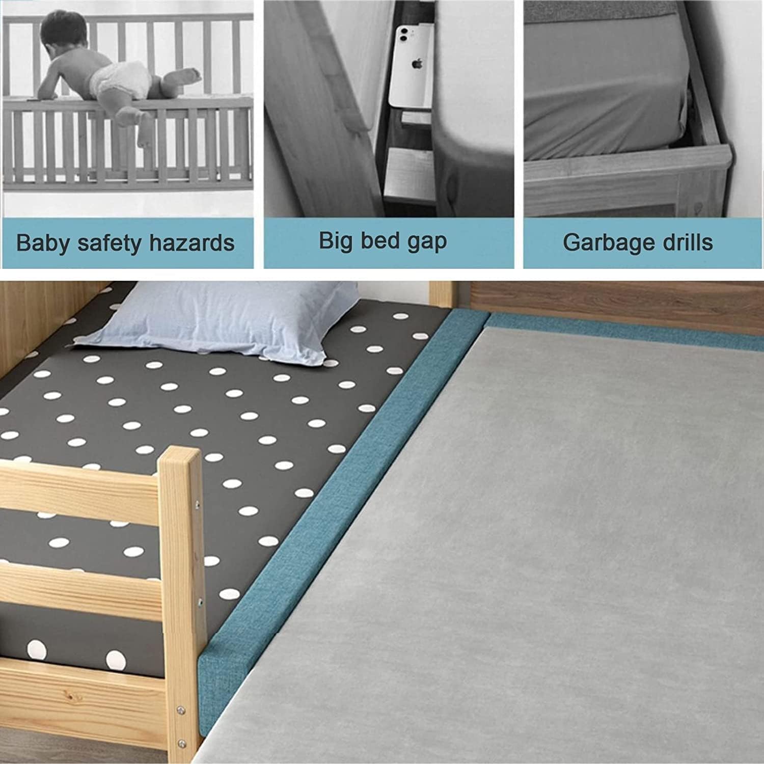 YSBJL Bed Gap Filler for Headboard King Removable Cover