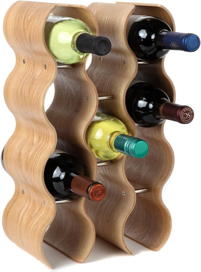 Lilys Home Wood Wave Wine Rack 14 Bottles 1