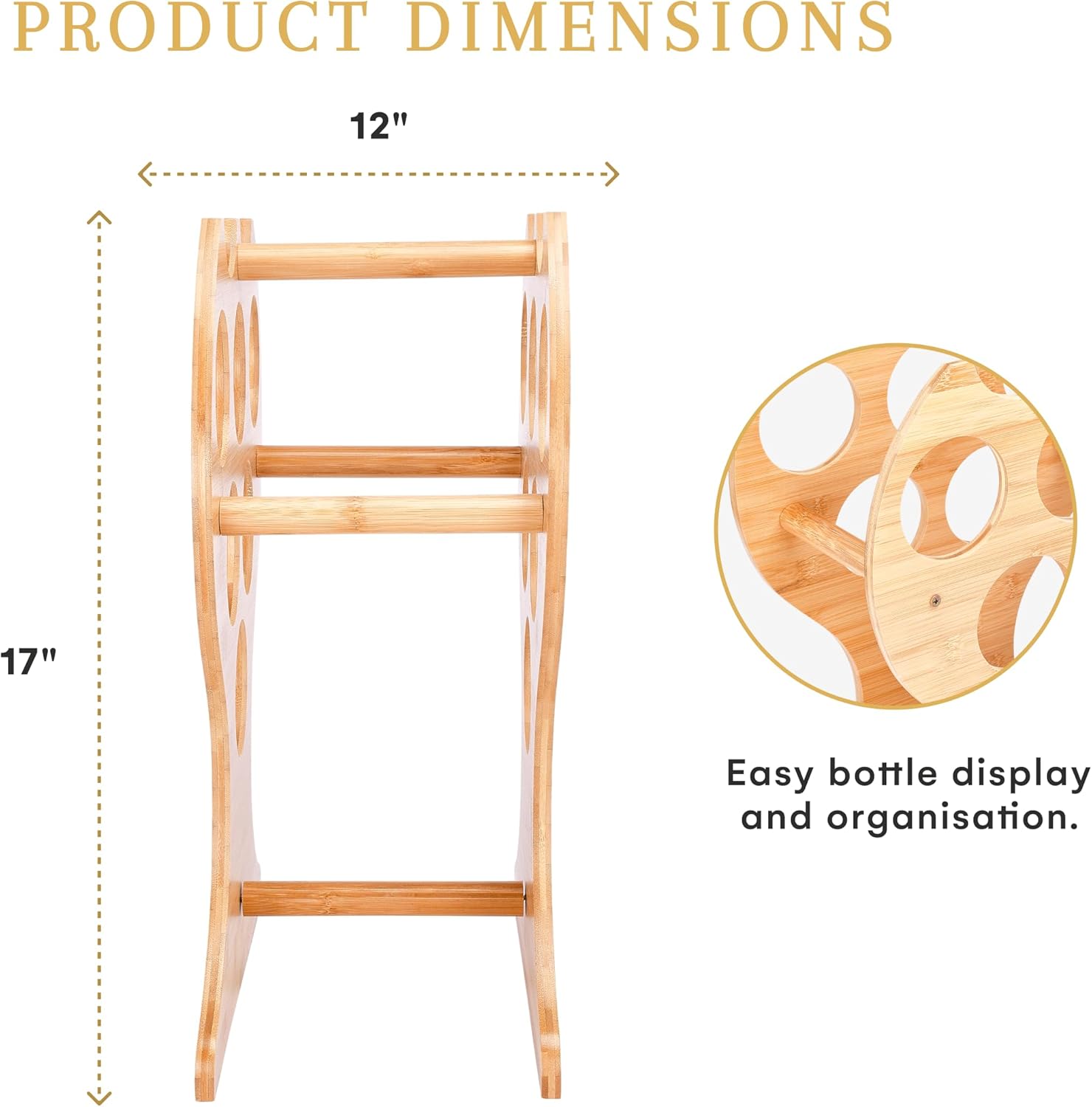 2LB Depot Bamboo Wine Rack for 6 Bottles