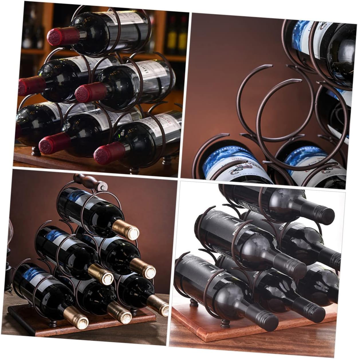 PRETYZOOM Modern Iron Wine Rack Space-Saving Display Stand