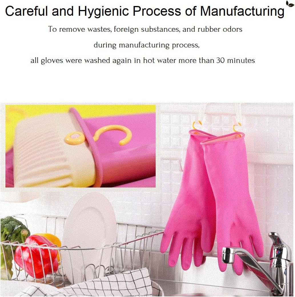 Myungjin Reusable Waterproof Cleaning Gloves with Hang-Dry Hook
