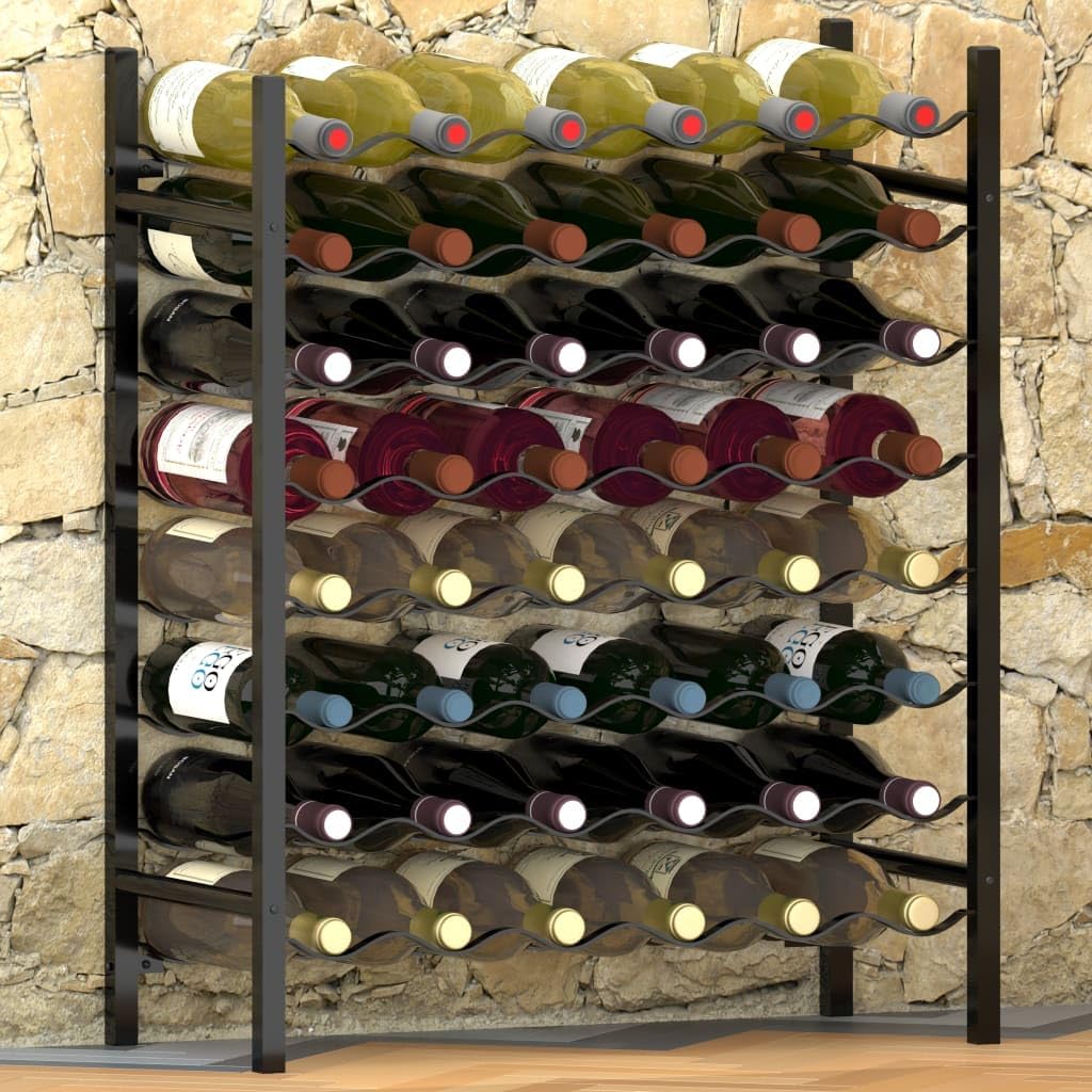 CUMYZO 48 Bottle Wine Rack Black Metal