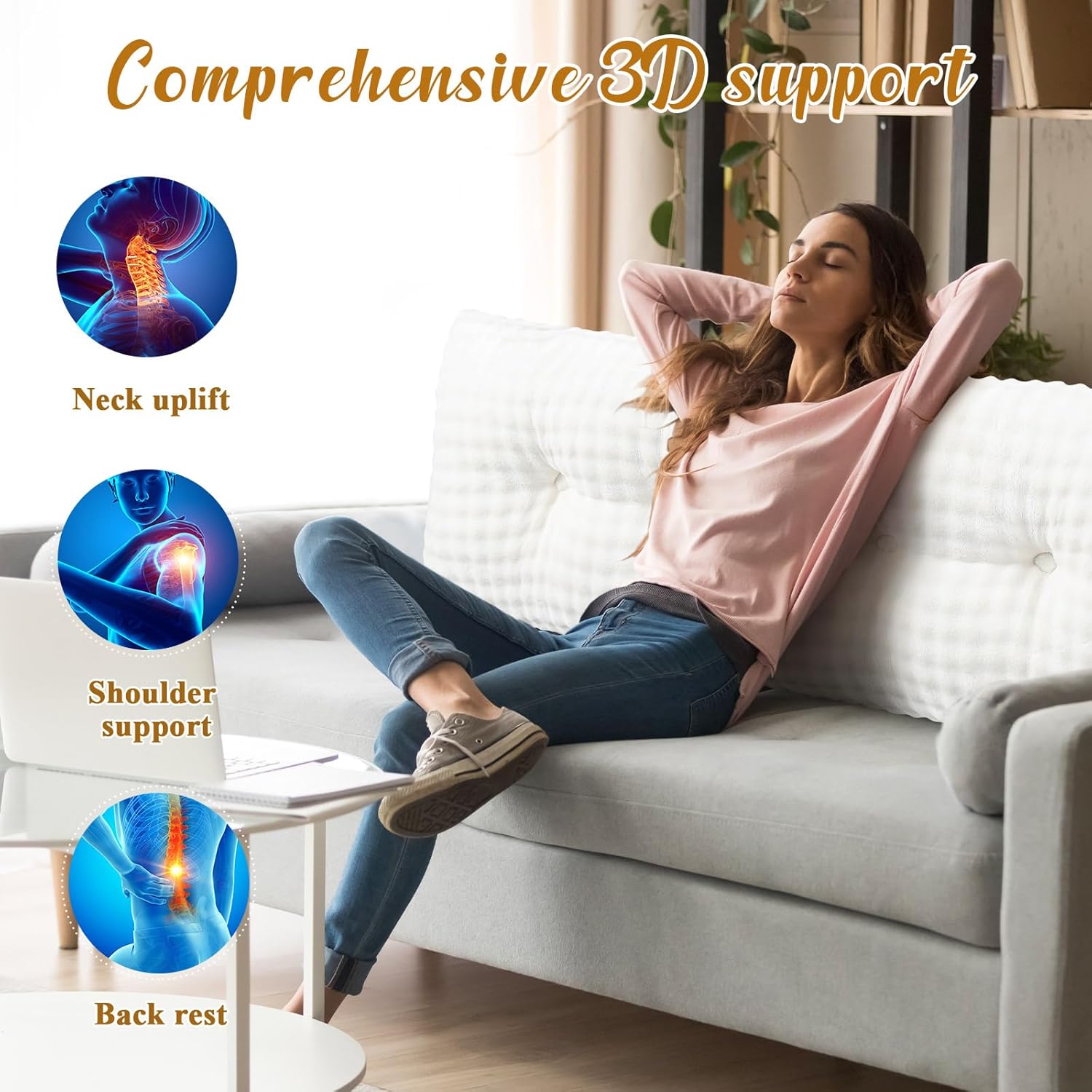 Wenqik Triangular Headboard Reading Pillow with Removable Cover