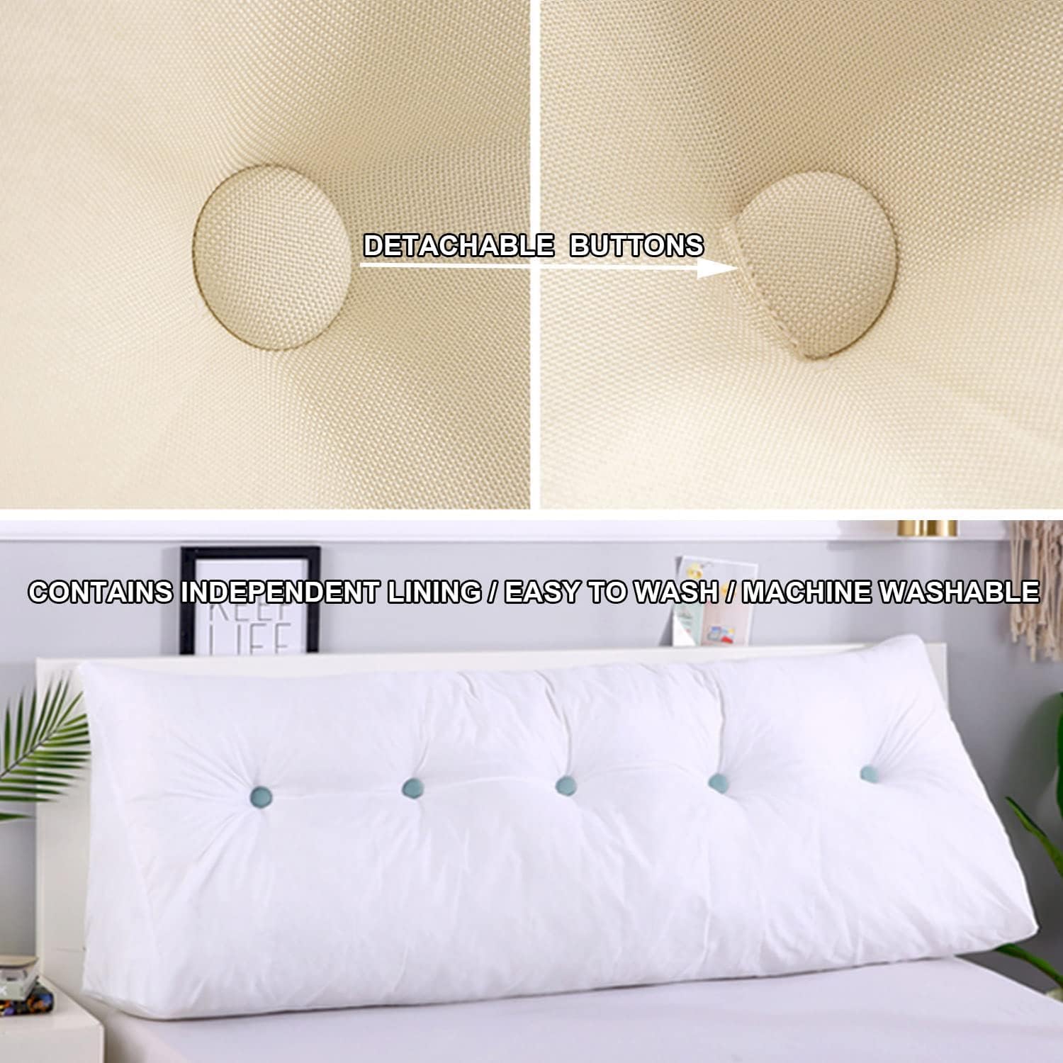 COZMAX Triangular Headboard Pillow Gray1 47 Full Size